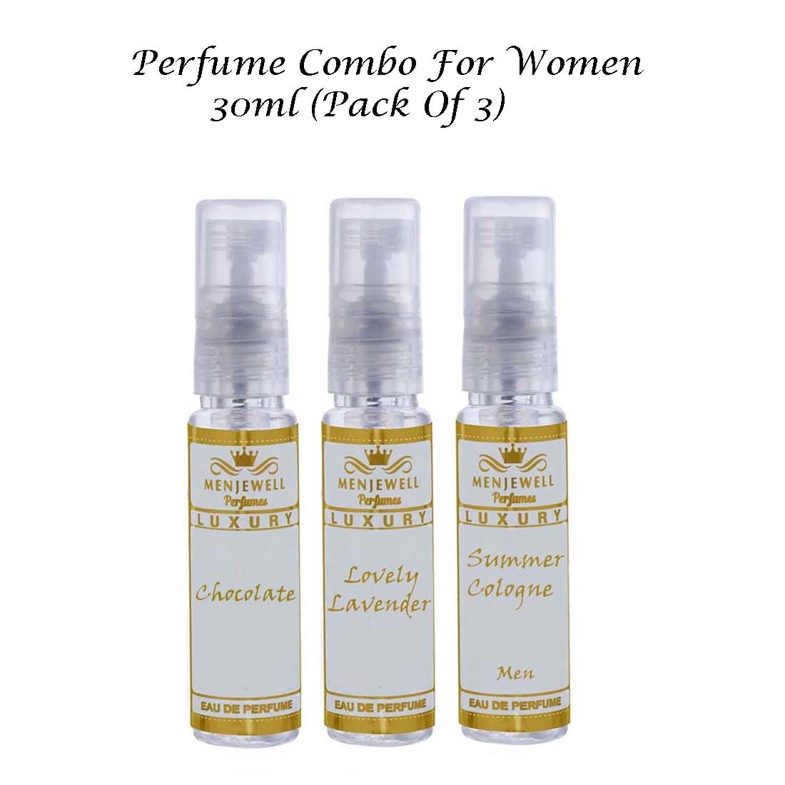 Menjewell Chocolate & Lavender Love Summer Cologne Eau De Parfum Set - 3x30ml Women's Pocket Perfume Combo | Romantic Date, Office & Everyday Fragrance