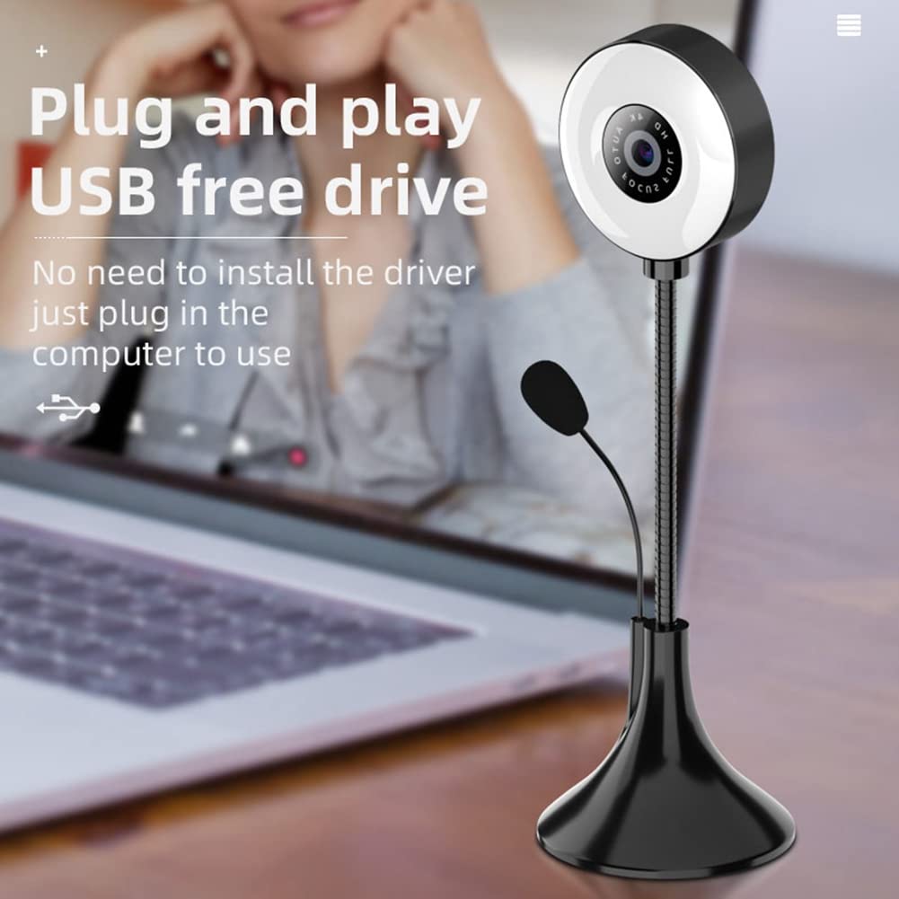 4K Ultra HD Webcam with Built-in Microphone - Full HD 1080p USB Web Camera for PC, Laptop, Zoom Meetings, Online Classes, Video Conferencing & Streaming - Perfect for Remote Work, Distance Learning & Live Broadcasting