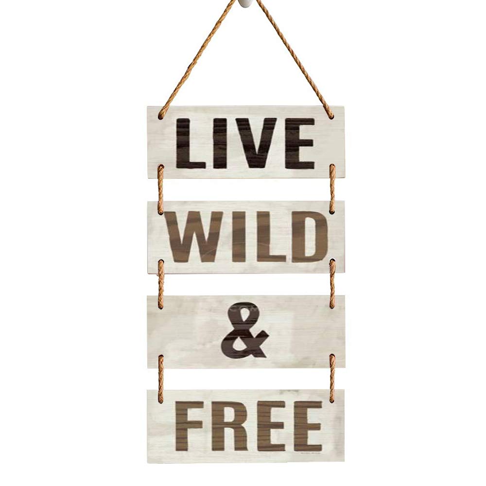 Rupert Gibsona Live Wild & Free Wooden Wall Sign - Rustic Home Decor with Inspirational Quote - Perfect for Living Room, Bedroom, or Cabin Wall Decoration