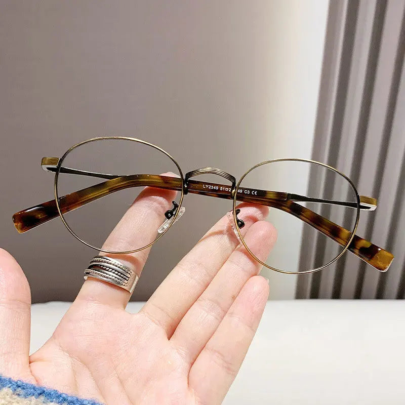CCspace Unisex Full Rim Oval Alloy Acetate Eyeglasses 57243 - Lightweight & Durable Frame for Men & Women - Perfect for Reading, Work, and Everyday Wear