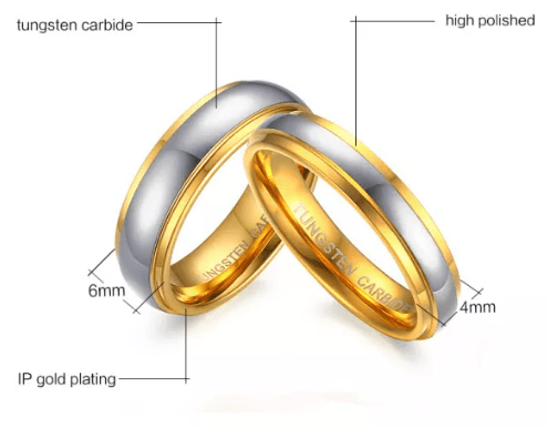 Premium 14K Gold Plated Tungsten Wedding Band for Men - Durable & Scratch-Resistant Ring for Engagement, Anniversary & Everyday Wear