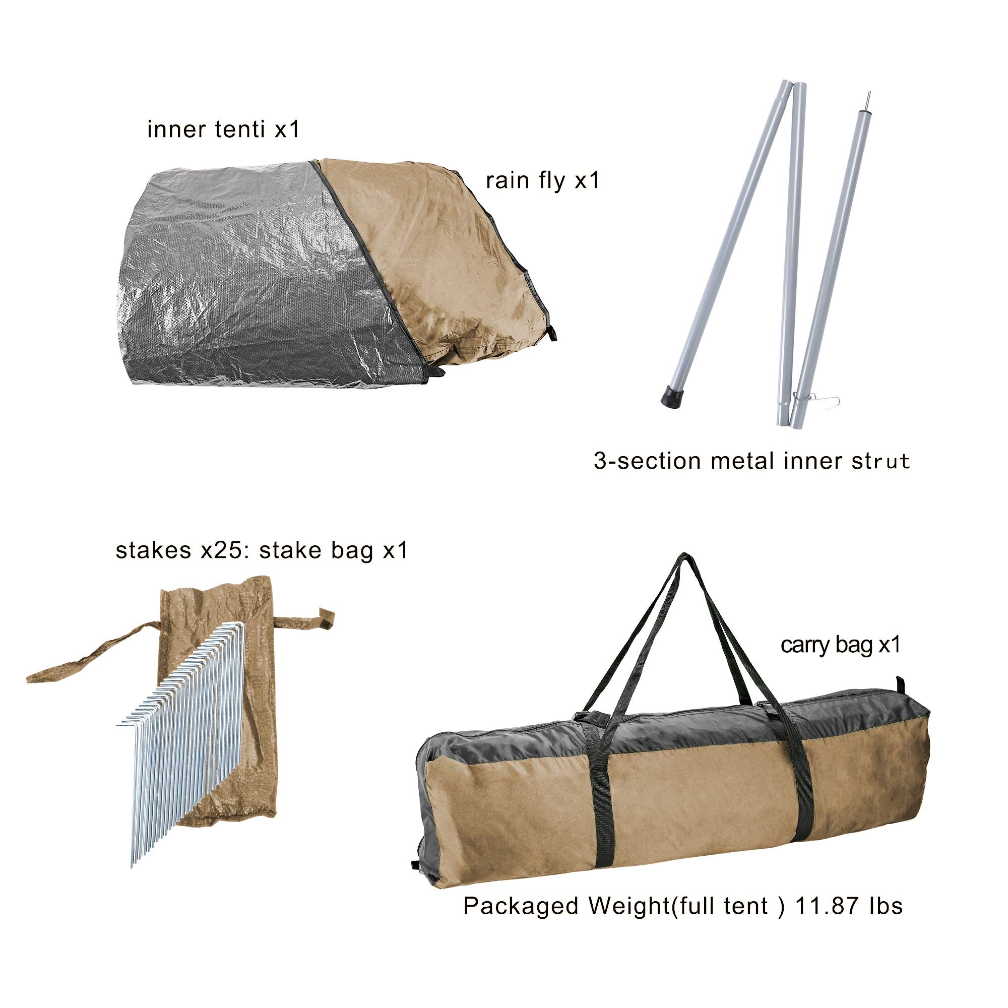 BaiYouDa 3-4 Person Family Camping Teepee Tent - Waterproof & Rainproof Outdoor Shelter for Camping, Hiking & Holidays - Perfect for Backyard Adventures, Beach Trips & Family Bonding