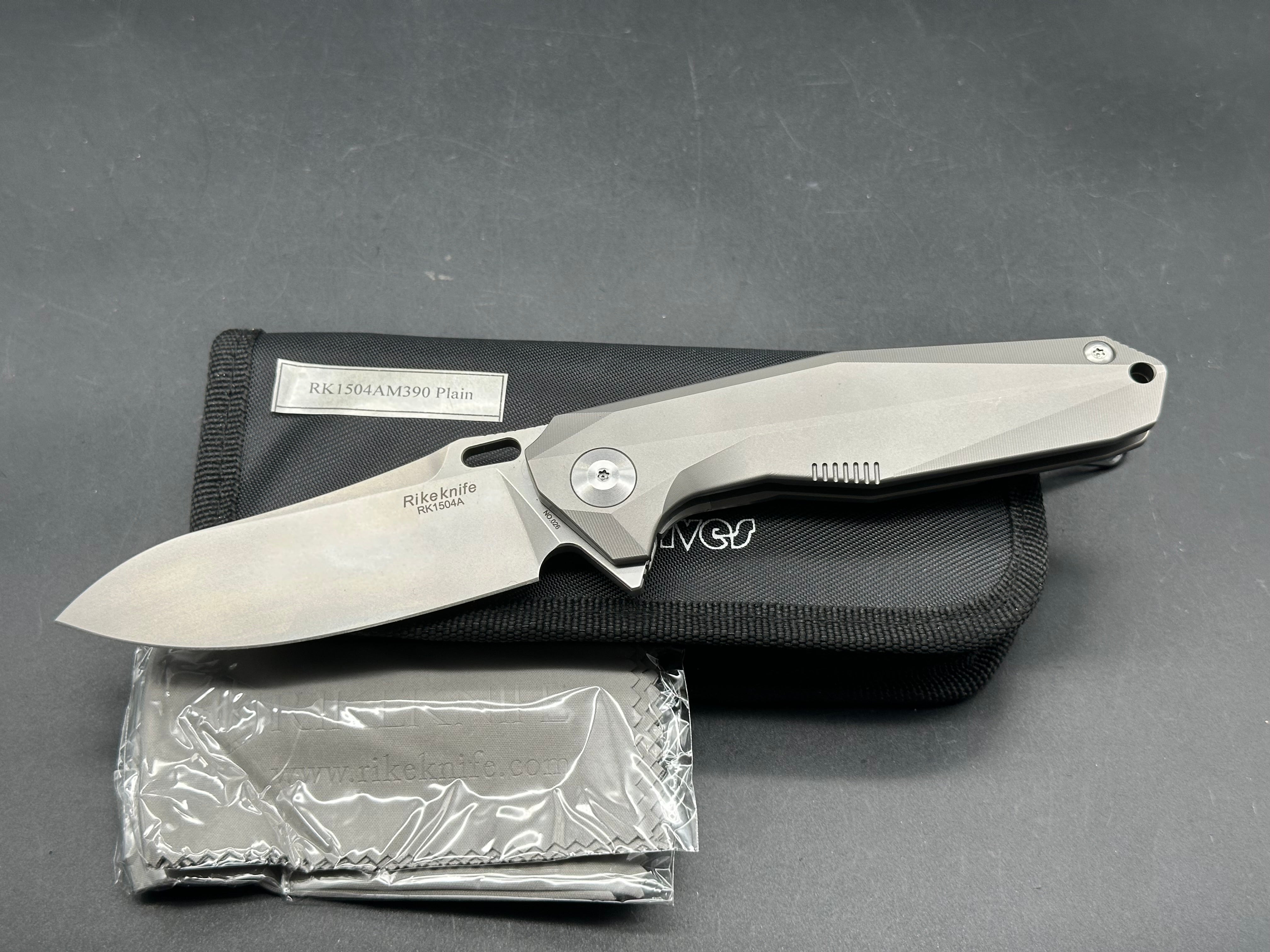 Rike Knives 1504A Folding Pocket Knife - Premium M390 Steel Blade & Titanium Handle - EDC, Camping, Hunting, Outdoor Survival Gear