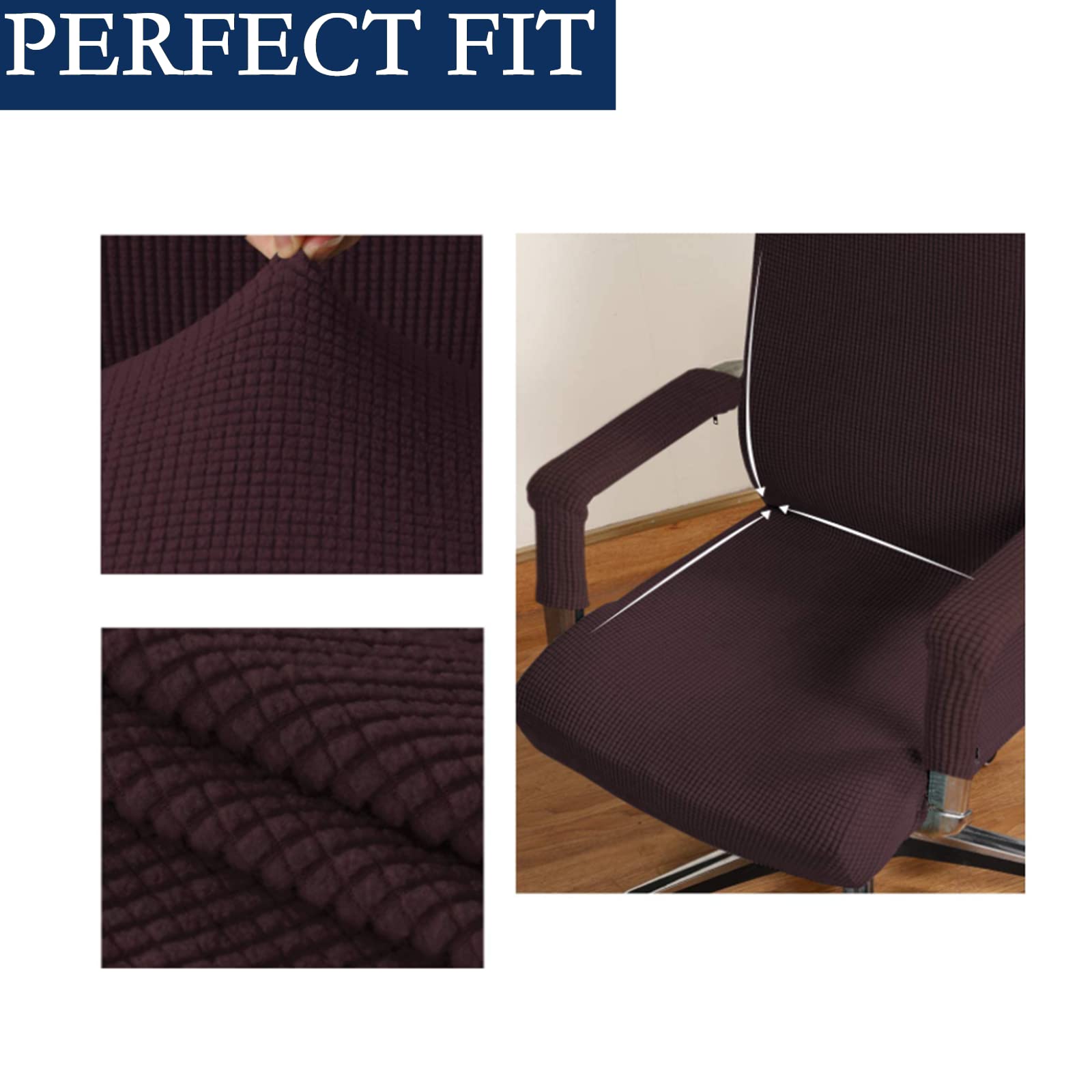 Stretchable Washable Office Chair Covers - Universal Fit for Computer & Rotating Chairs (Large, Brown) - Perfect for Home Office, Gaming & Conference Room Use
