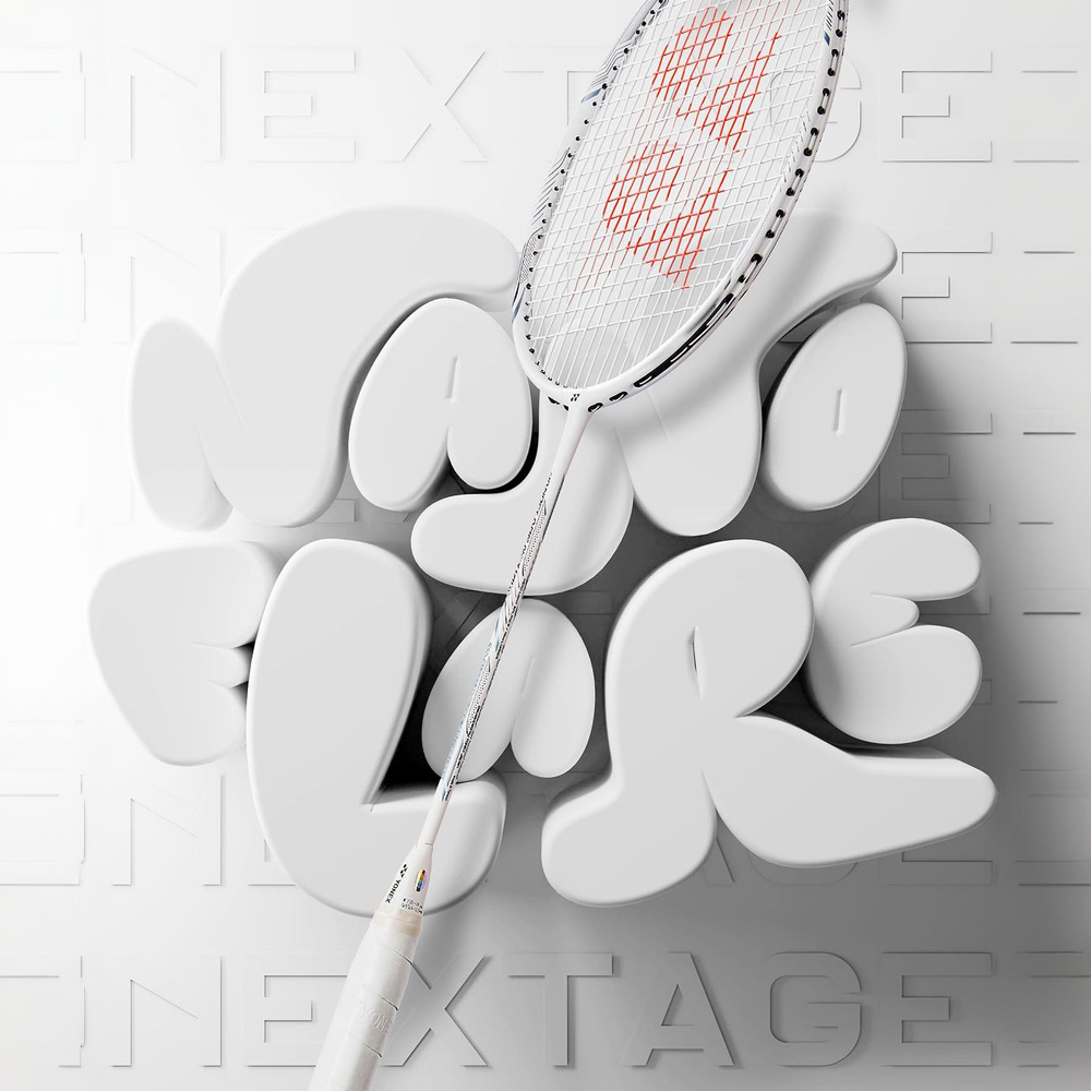Yonex Nanoflare Nextage Badminton Racket - White/Gray - Lightweight & High-Speed Performance for Competitive Play & Training