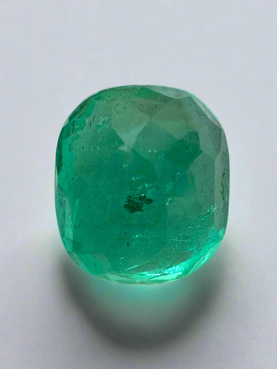 4.37 Carat Natural Colombian Emerald - 10.5x9mm Cushion Cut Loose Gemstone, Deep Green with Unique Freckles | Perfect for Engagement Rings, Fine Jewelry & Collector's Pieces