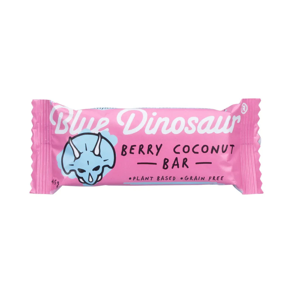Organic Blue Dinosaur Berry Coconut Snack Bars - Gluten Free, Vegan, Non-GMO Energy Bars (12 Pack) | Perfect for Kids Lunchboxes, Hiking Snacks & On-the-Go Healthy Treats