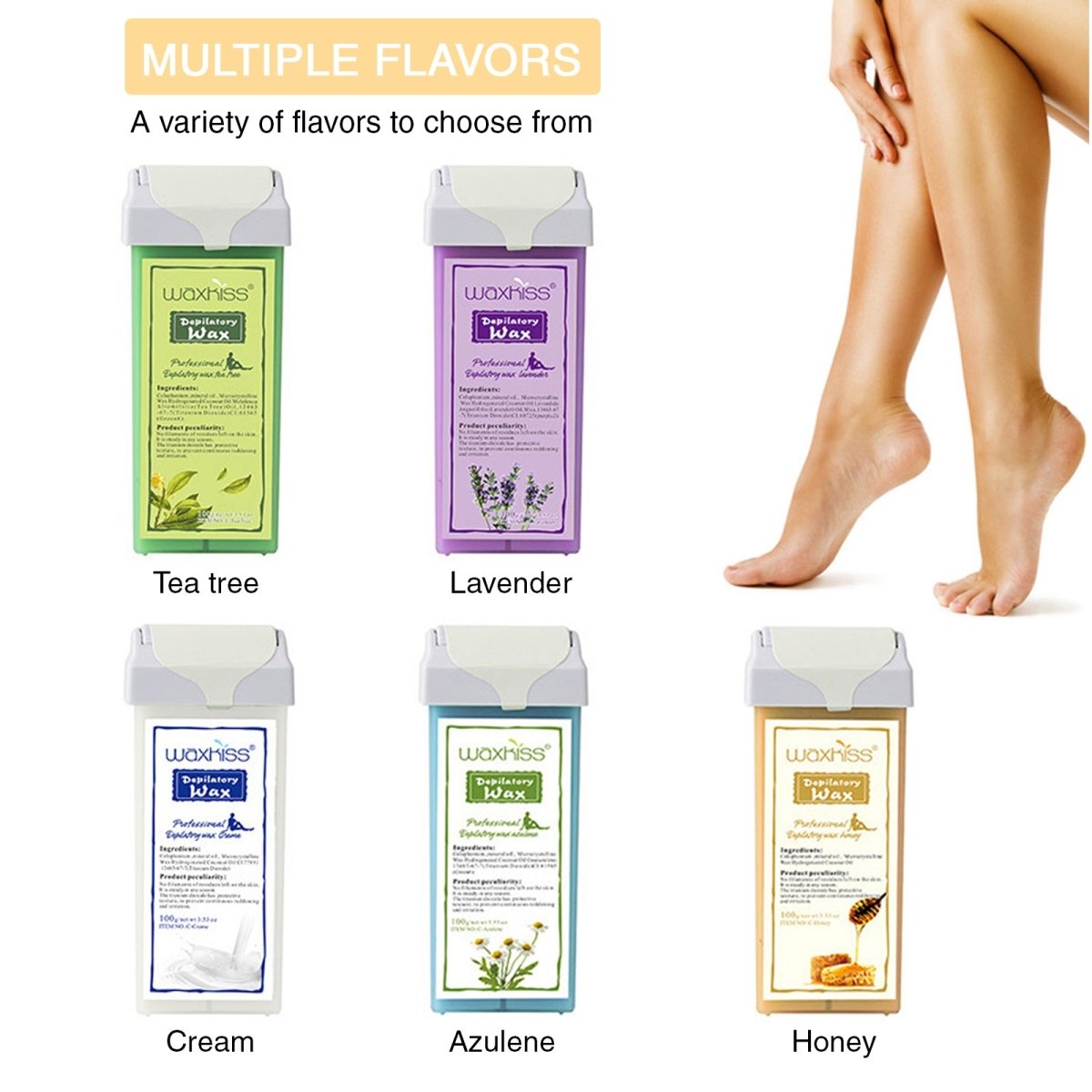 Premium Roll-On Wax Cartridges 100g - Professional Hair Removal for Smooth Skin at Home or Salon Use