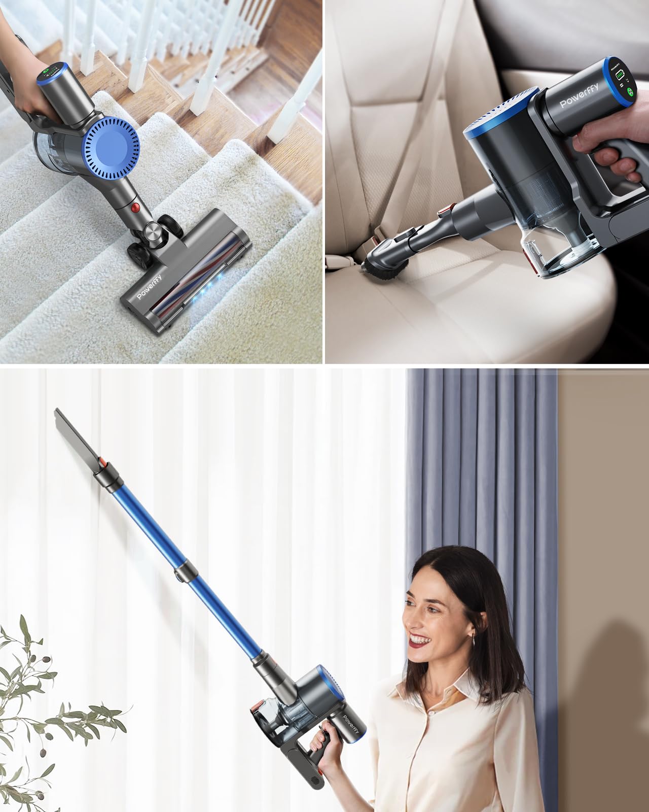 400W Cordless Vacuum Cleaner - 30Kpa Powerful Suction for Hard Floors & Carpets | Pet Hair Cleaning | Home & Car Use (N10)