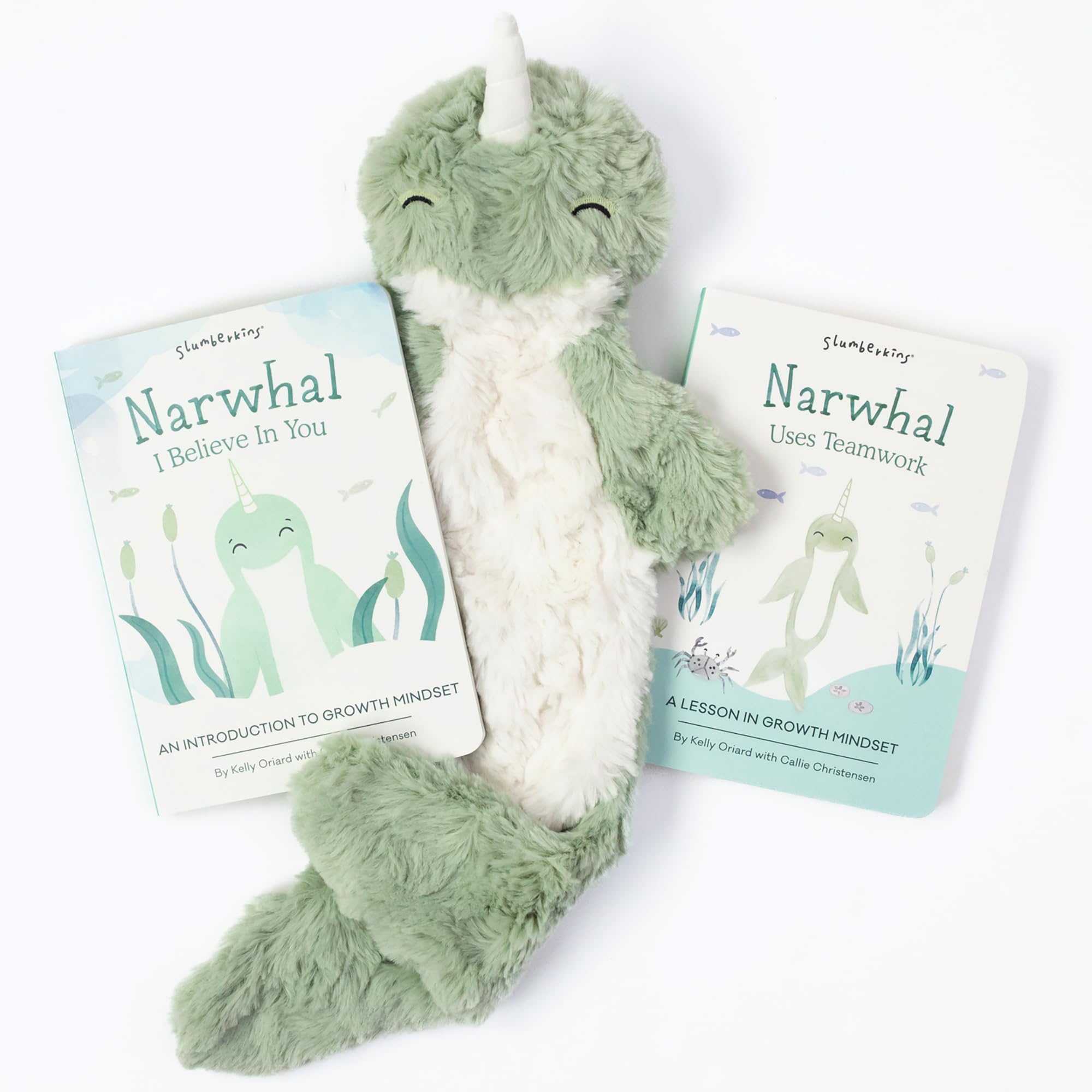 Slumberkins Narwhal Snuggler Plush & 2 Board Books Set for Kids | Growth Mindset, Problem Solving & Teamwork Learning Toys | Social Emotional Development Tools for Toddlers Ages 0+ | Perfect for Bedtime, Playtime & Early Education
