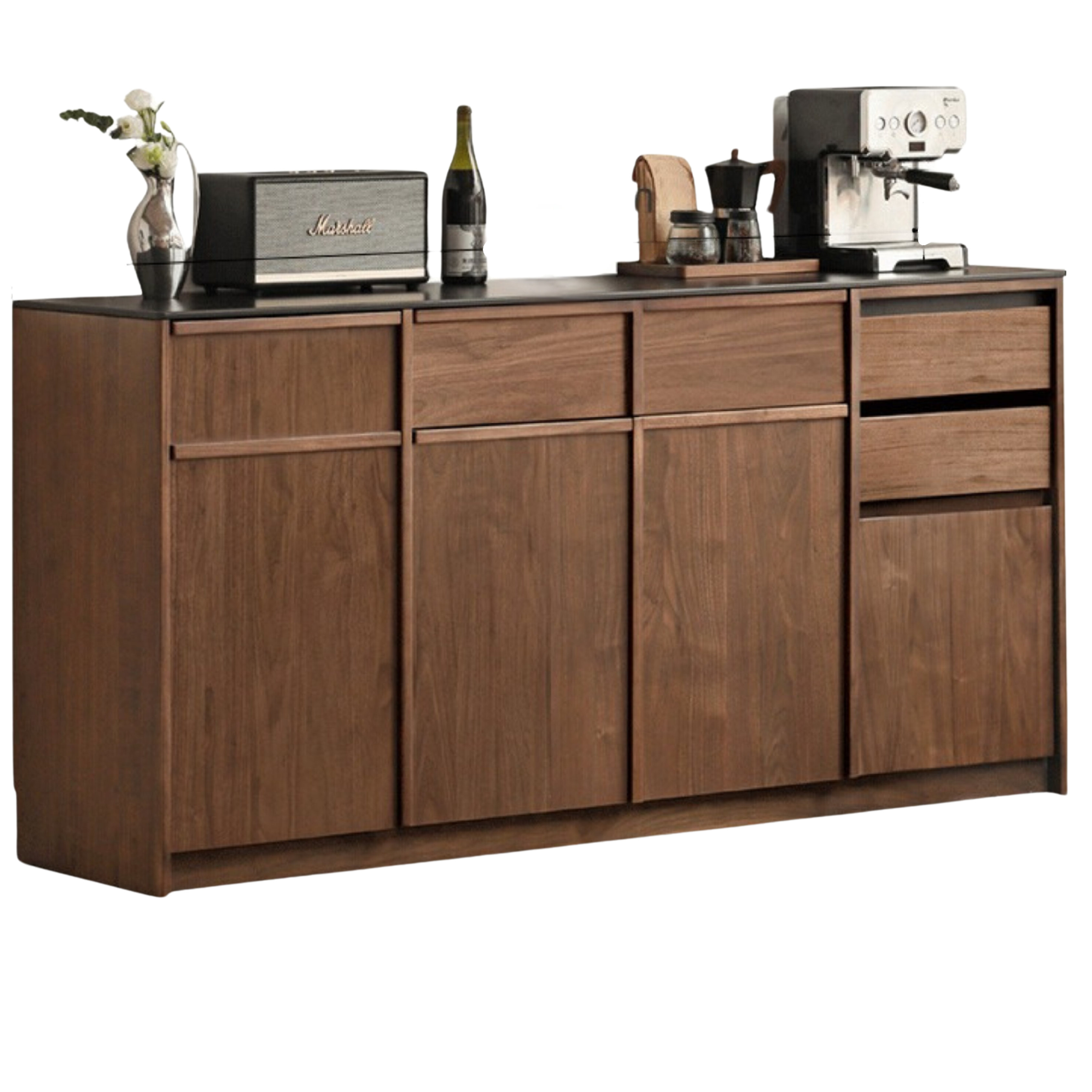 71x17.7x35.4 inch / 180.4x45x90 cm / Rich dark walnut color / Dining sideboard
