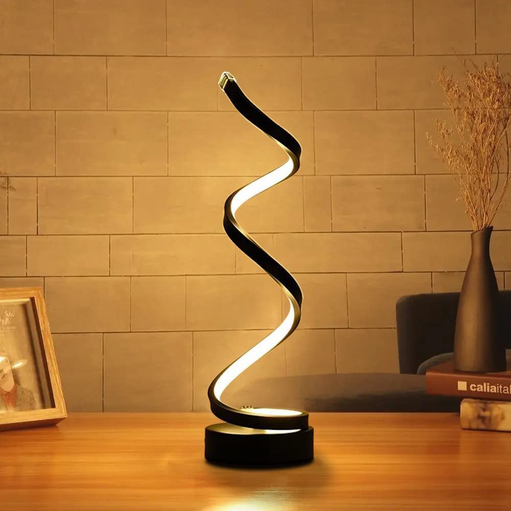 Modern Minimalist Table Lamp - LED Dimmable Bedside Lamp for Nightstand, 12W Warm White Light for Bedroom, Living Room, Office Desk & Bookshelf - Perfect for Reading, Working & Relaxing