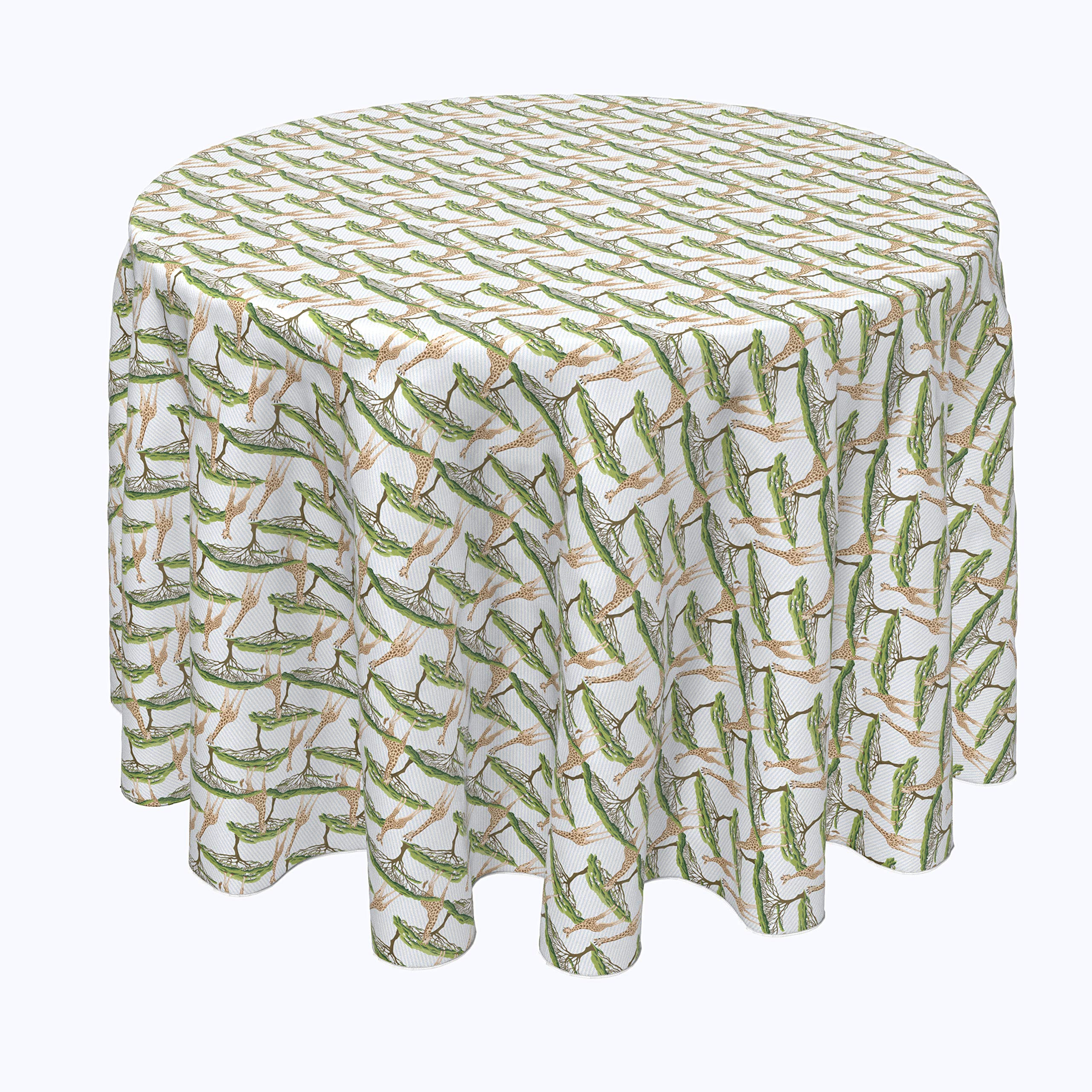 Machine Washable 100% Milliken Polyester Tablecloths & Table Runners - Striped Giraffe Print 84