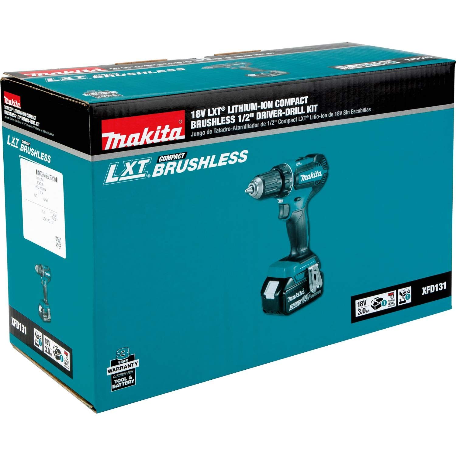 Makita XFD131 18V LXT® Brushless Cordless Drill Driver Kit with 1/2