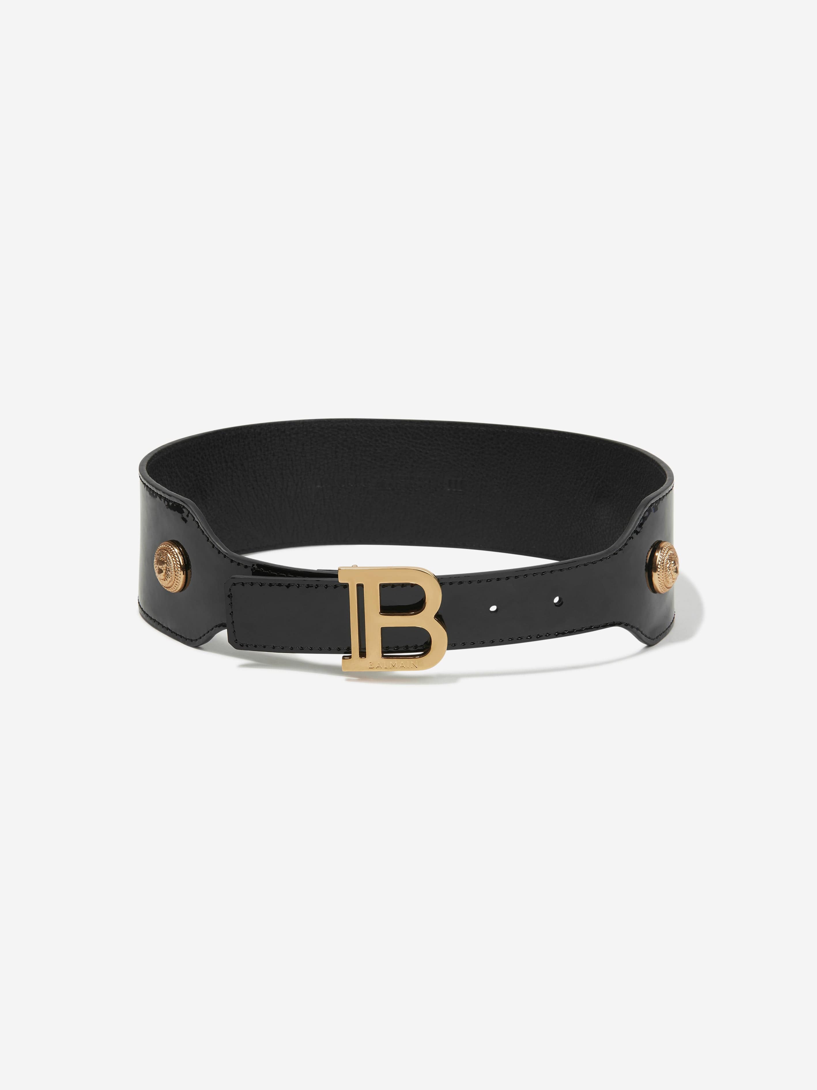 Balmain Black Varnished Leather Belt for Girls - Stylish & Durable Fashion Accessory for School, Parties & Everyday Outfits