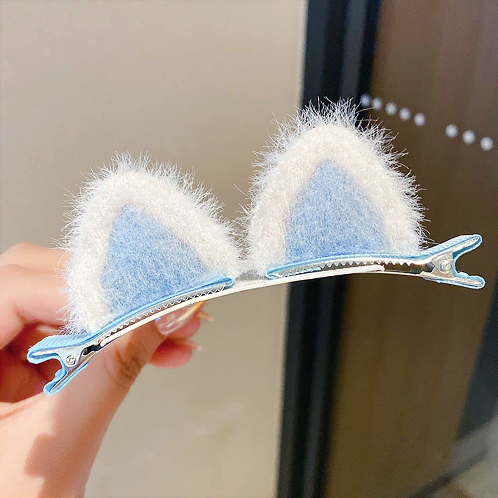 Cute Cartoon Duckbill Hair Clips for Women & Girls - Korean Style Barrettes, Cat Ear Hairpins, Hair Accessories (Blue) - Perfect for School, Parties & Daily Fashion