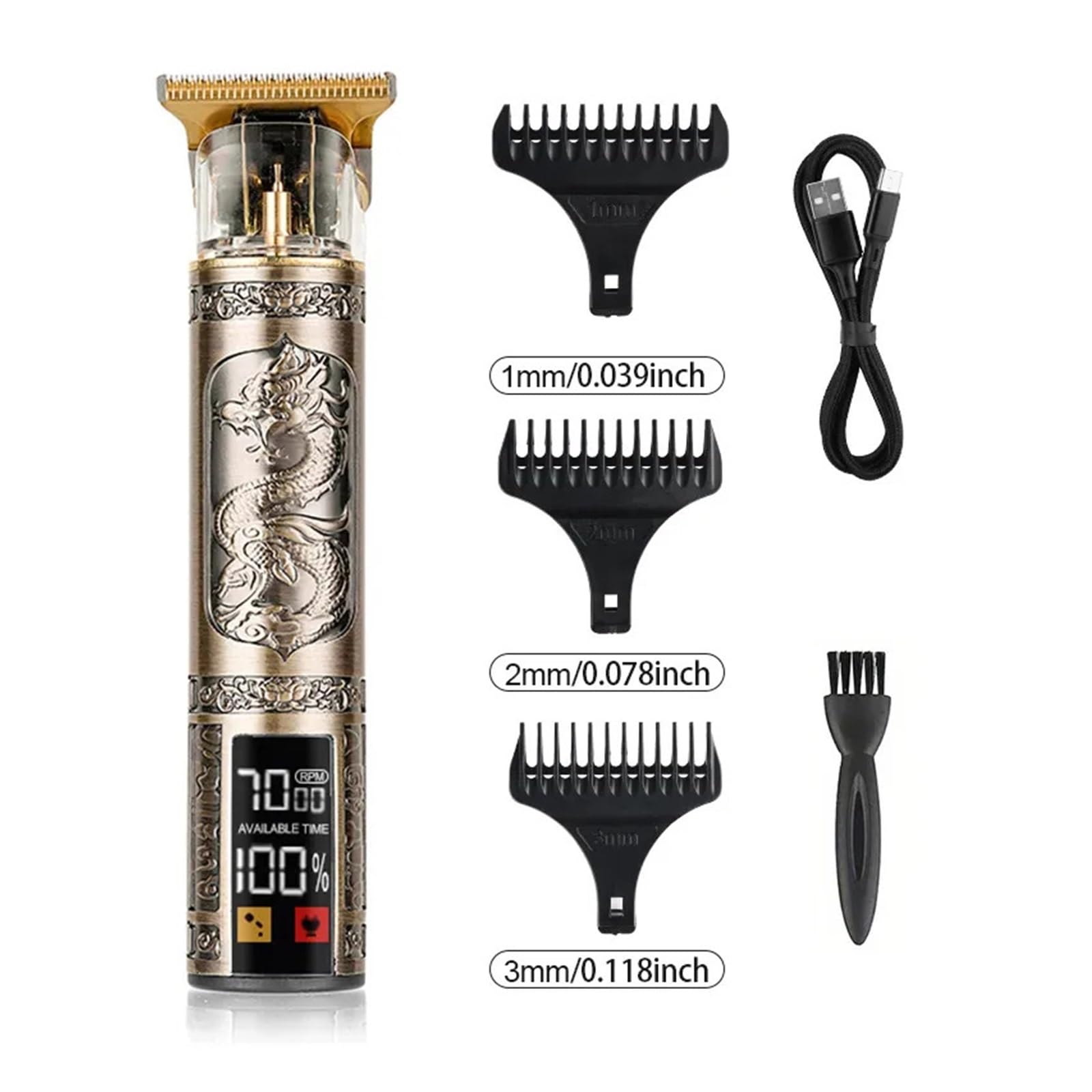 T9 Professional Electric Hair Clipper - USB Rechargeable Cordless Hair Trimmer with 3-Speed Adjustment, Large LCD Screen & Metal Blade for Men's Grooming, Beard & Hair Cutting at Home