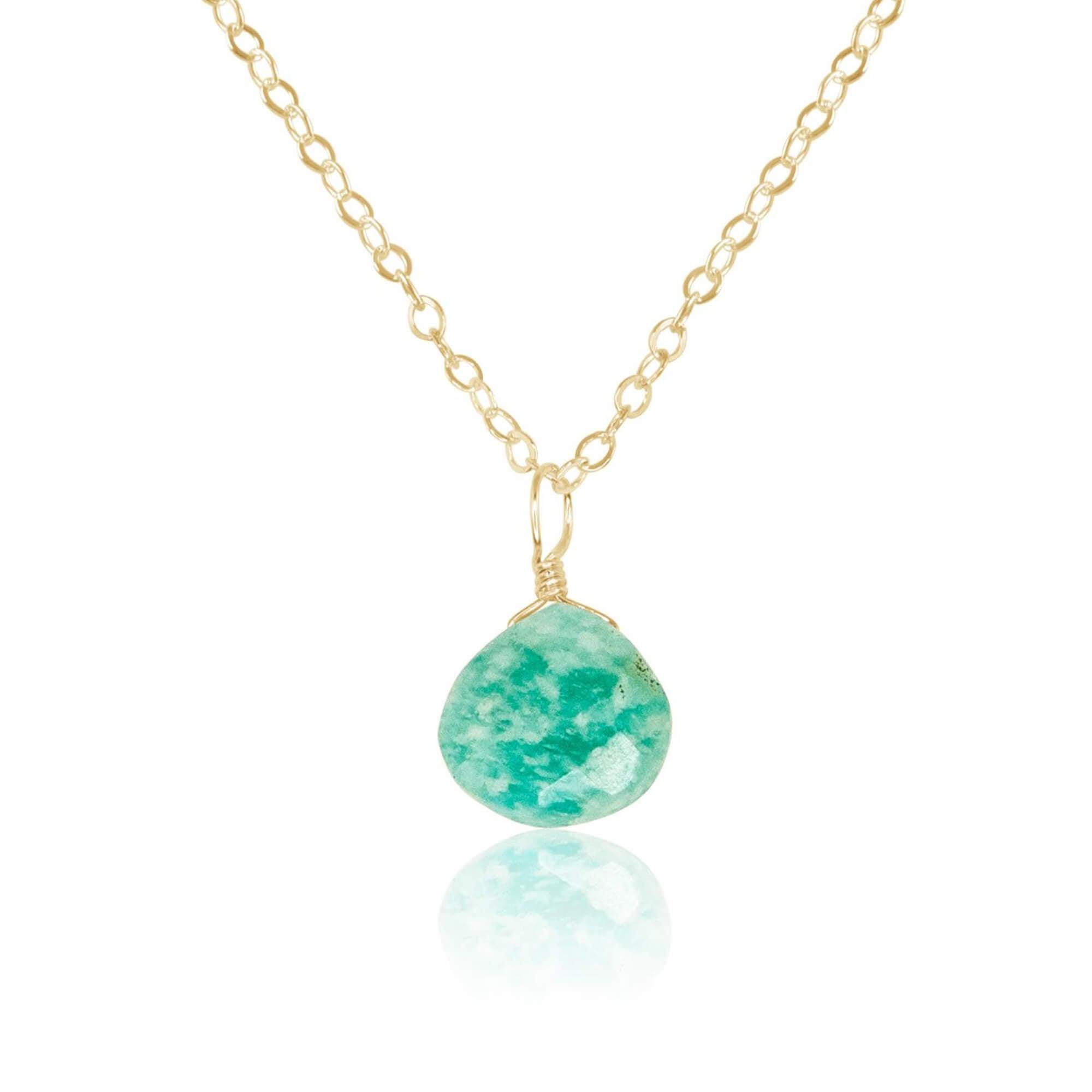 Amazonite Teardrop Crystal Pendant Necklace - Healing Stone Jewelry for Women, Natural Gemstone Drop Necklace for Stress Relief & Positive Energy - Perfect for Meditation, Yoga & Spiritual Gifts