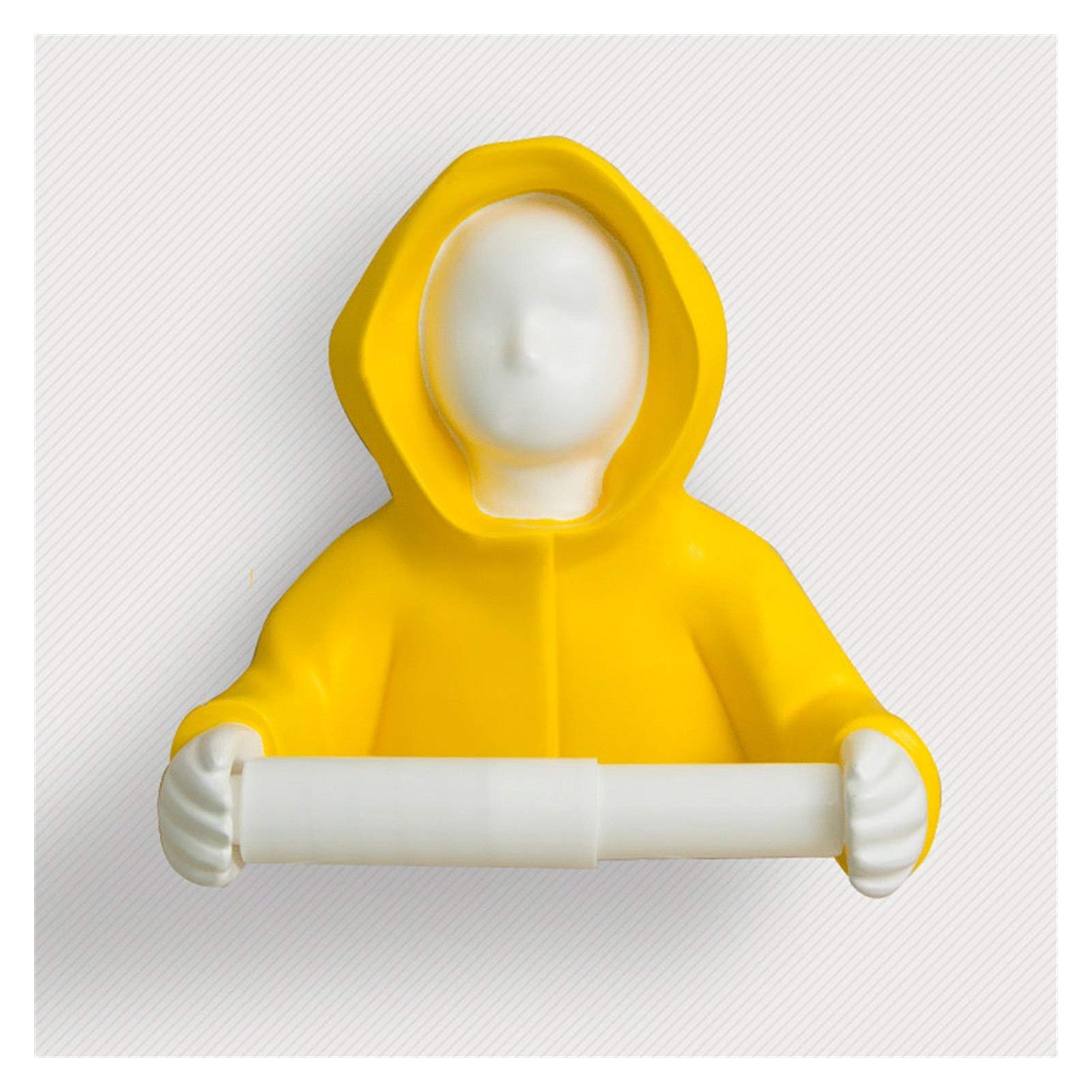 Fun No-Drill Toilet Paper Holder - ZANZAN Man Holding Toilet Tissue Roll Holder - Yellow Bathroom Accessory for Modern & Kids' Bathrooms - Perfect for Small Spaces & RVs