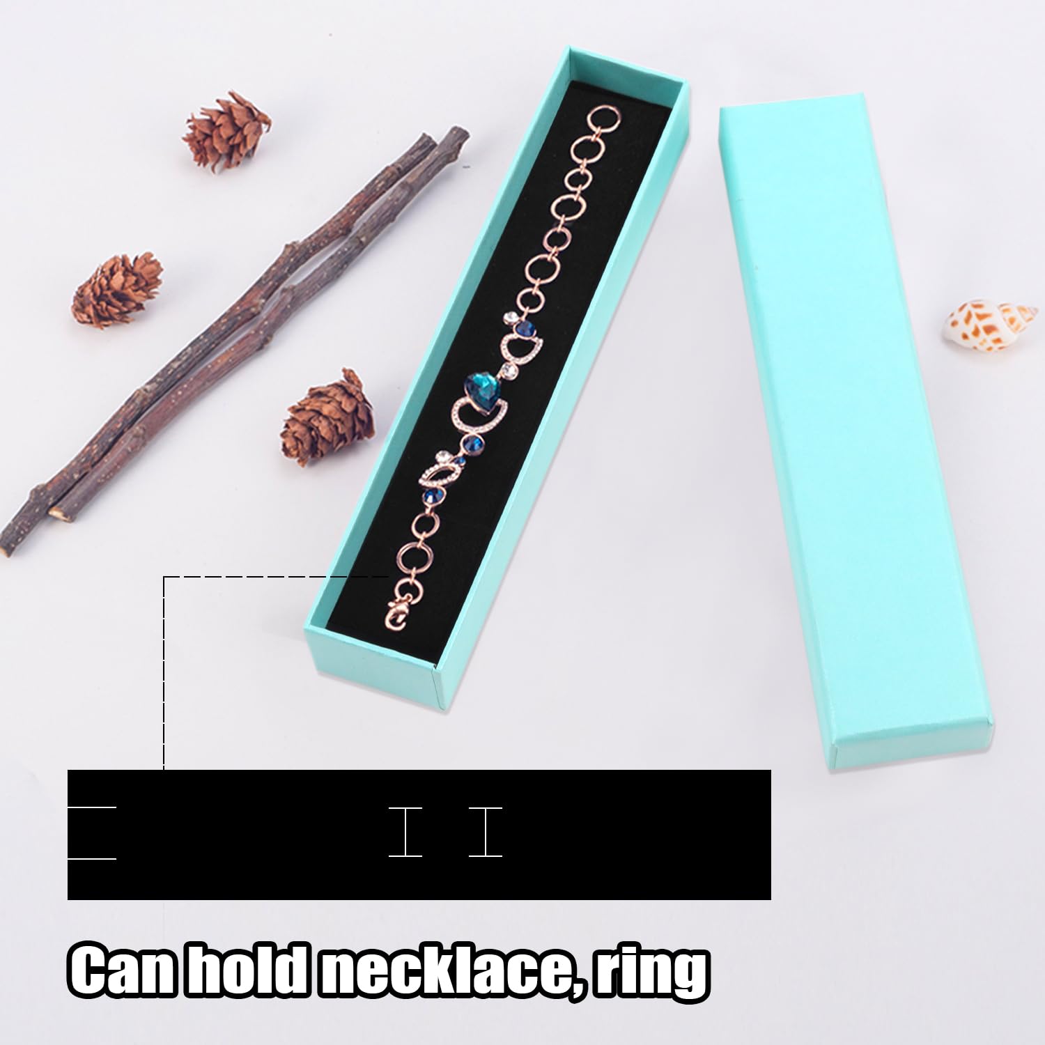 12 Pack Rocutus Jewelry Gift Boxes - Necklace, Earring & Ring Storage Boxes with Cotton Filling | Premium Cardboard Paper Jewelry Cases for Wedding, Engagement Gifts & Jewelry Display (Blue)