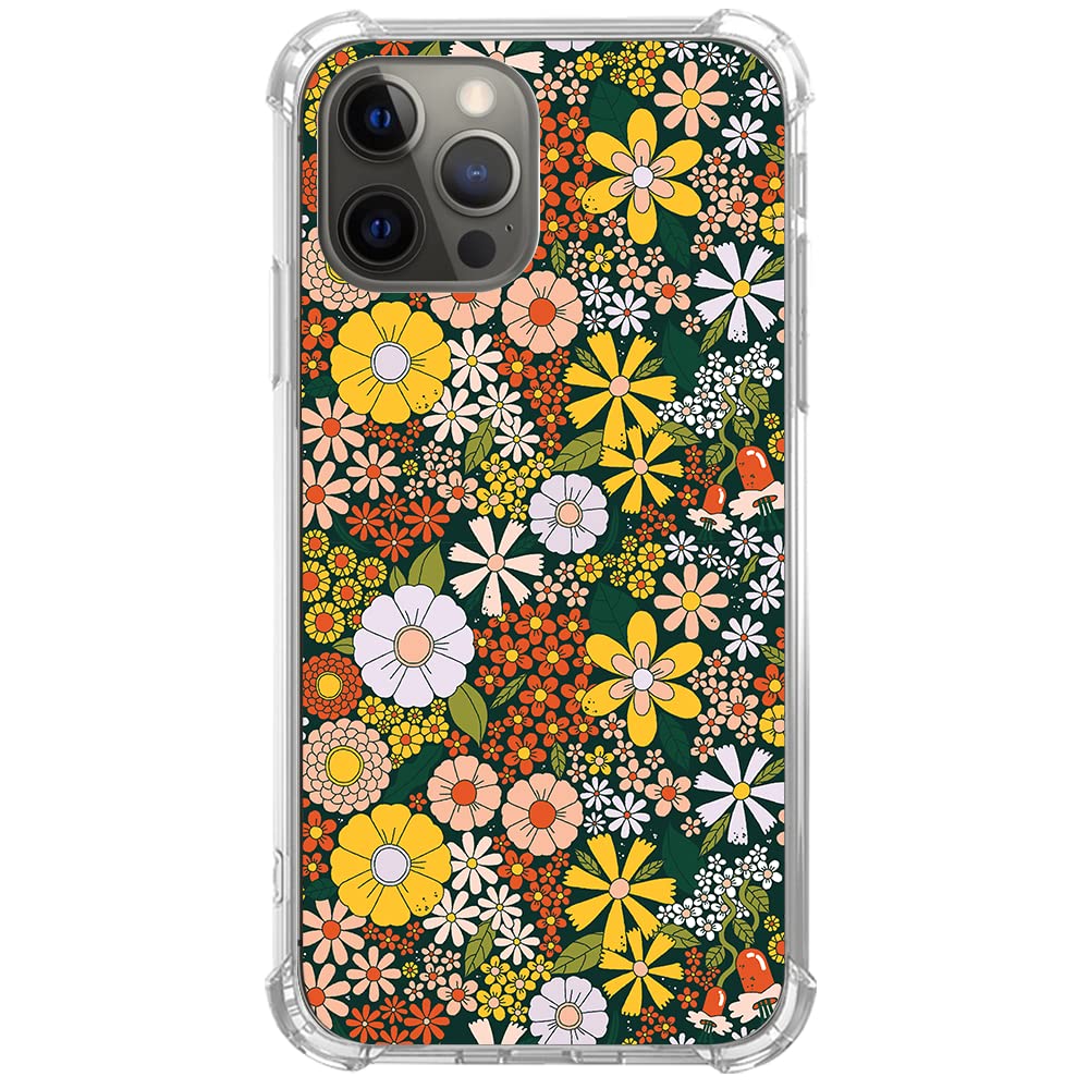 Vintage 70s Retro Floral Phone Case for iPhone 11 Pro Max - Colorful Hippie Style TPU Bumper Cover with Trippy Groovy Flowers | Perfect for Music Festivals, Boho Fashion & Vintage Lovers