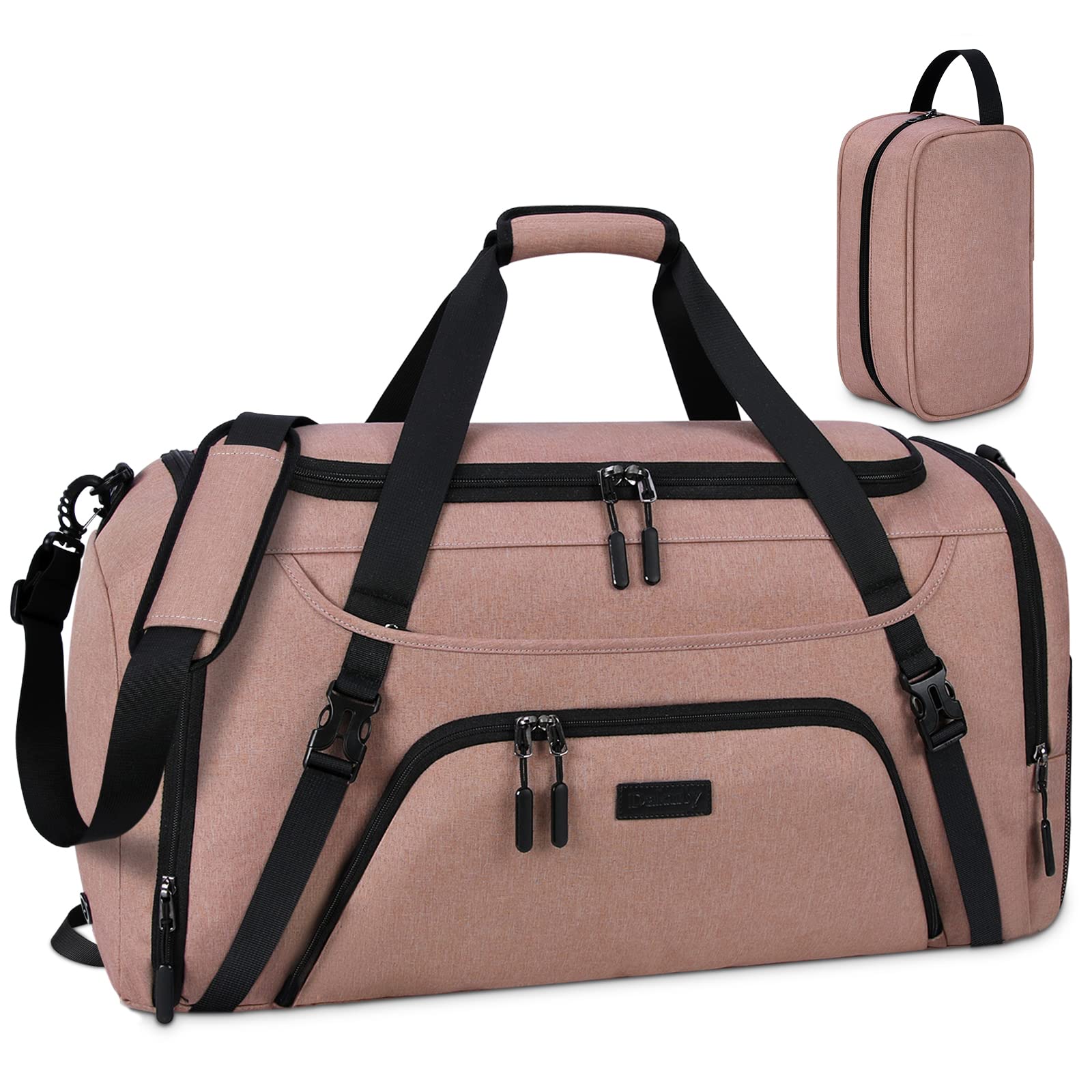 40L Waterproof Gym Duffle Bag for Women & Men - Large Sports Travel Duffel Bag with Shoe Compartment & Wet Pocket - Perfect for Workouts, Weekend Trips & Overnight Travel (Pink)