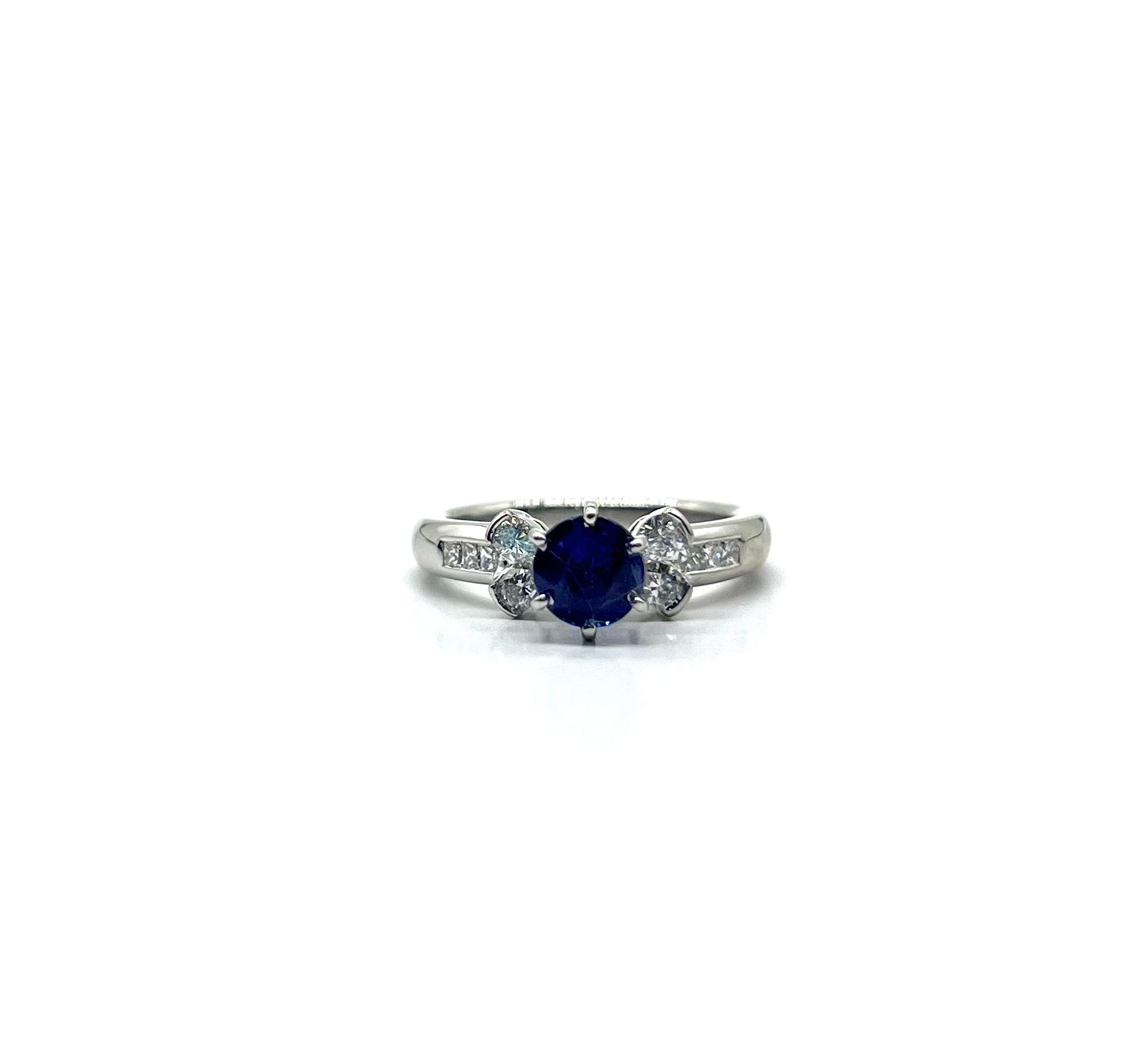 Exquisite Platinum Sapphire and Diamond Ring for Women - Elegant Engagement, Wedding, or Anniversary Jewelry Gift