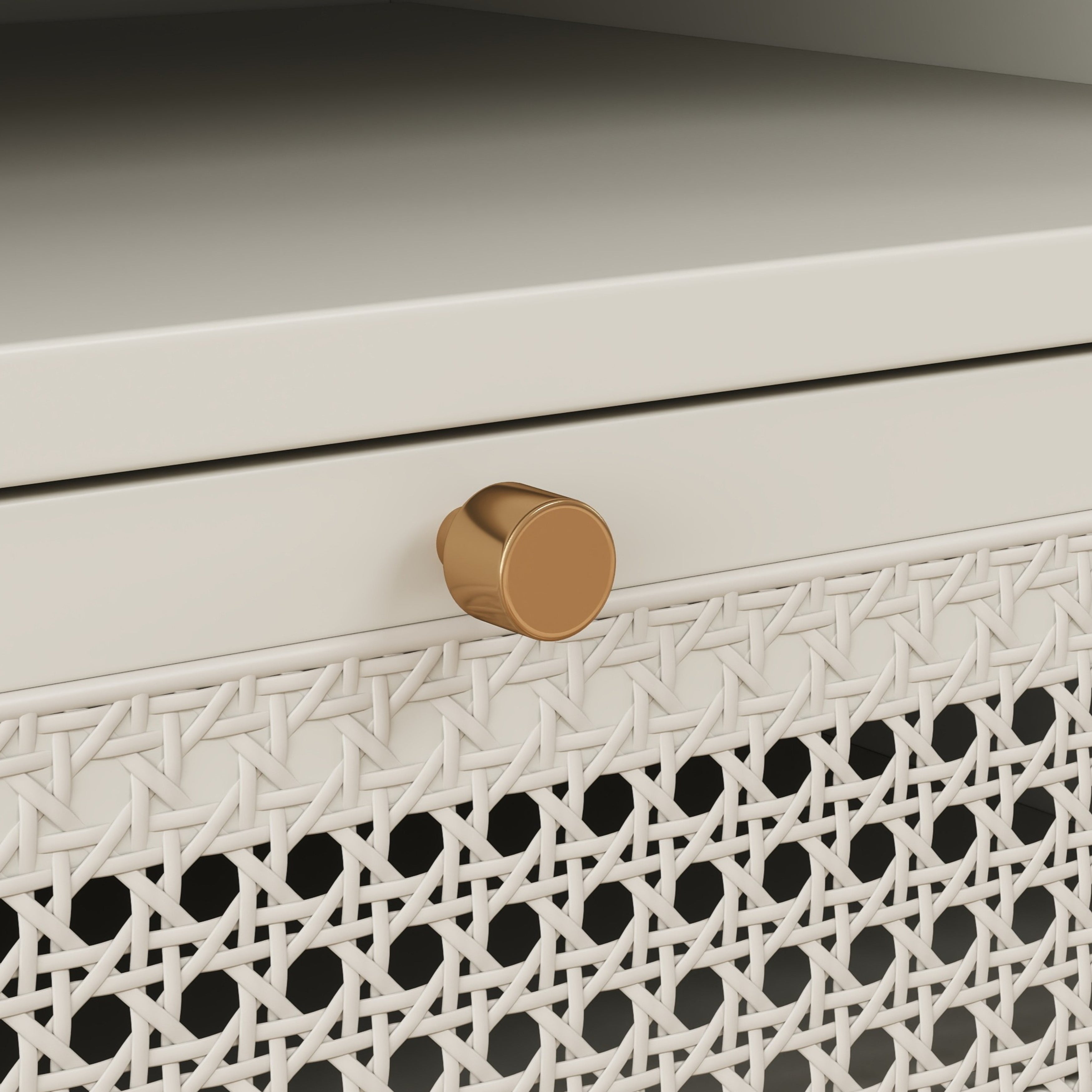 Roundhill Furniture Feeney 2-Tier Storage Nightstand, Cream White Side Table for Bedroom - Perfect for Small Spaces, Living Room, or Dorm Room Organization