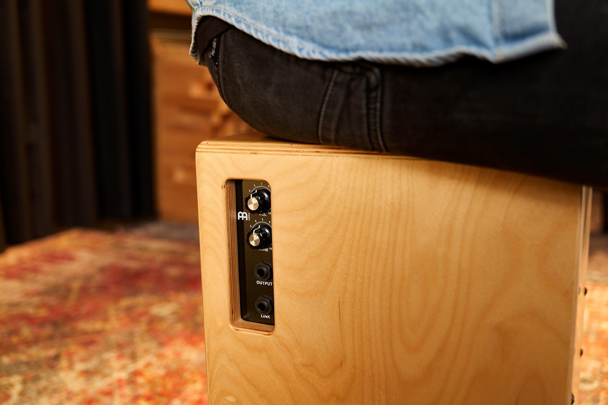 **Meinl Percussion Woodcraft Pickup String Cajon Box Drum with Electronics – Amplified for PA Systems & Snare Effect – Hand-Playable Baltic Birch – 2-Year Warranty (PWC100B) – Perfect for Live Performances, Studio Recording & Acoustic Sessions**