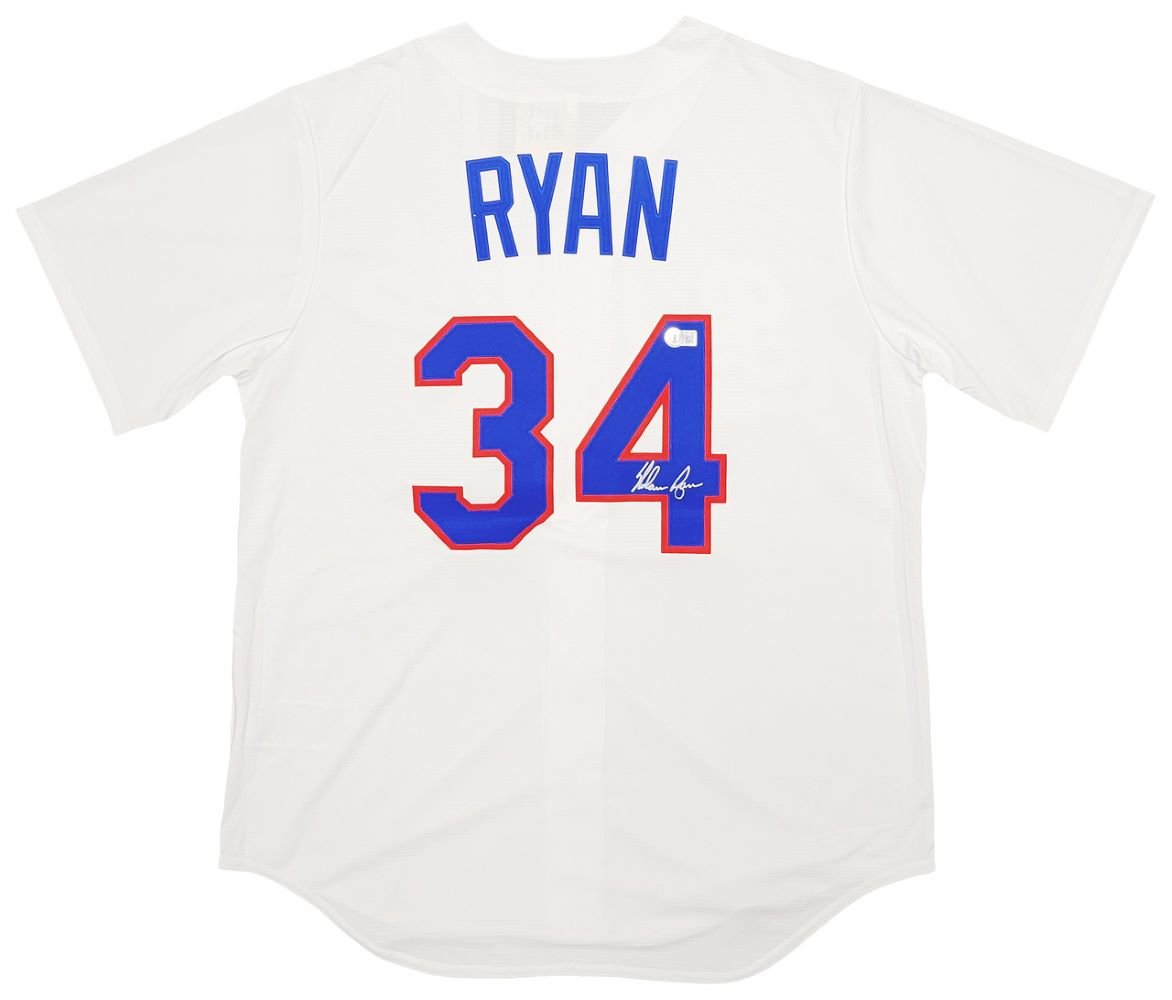 Nolan Ryan Autographed Texas Rangers Nike Cooperstown Collection Baseball Jersey - Authentic Signed MLB Memorabilia for Fans & Collectors - Perfect for Display, Gifts, and Sports Memorabilia Collections