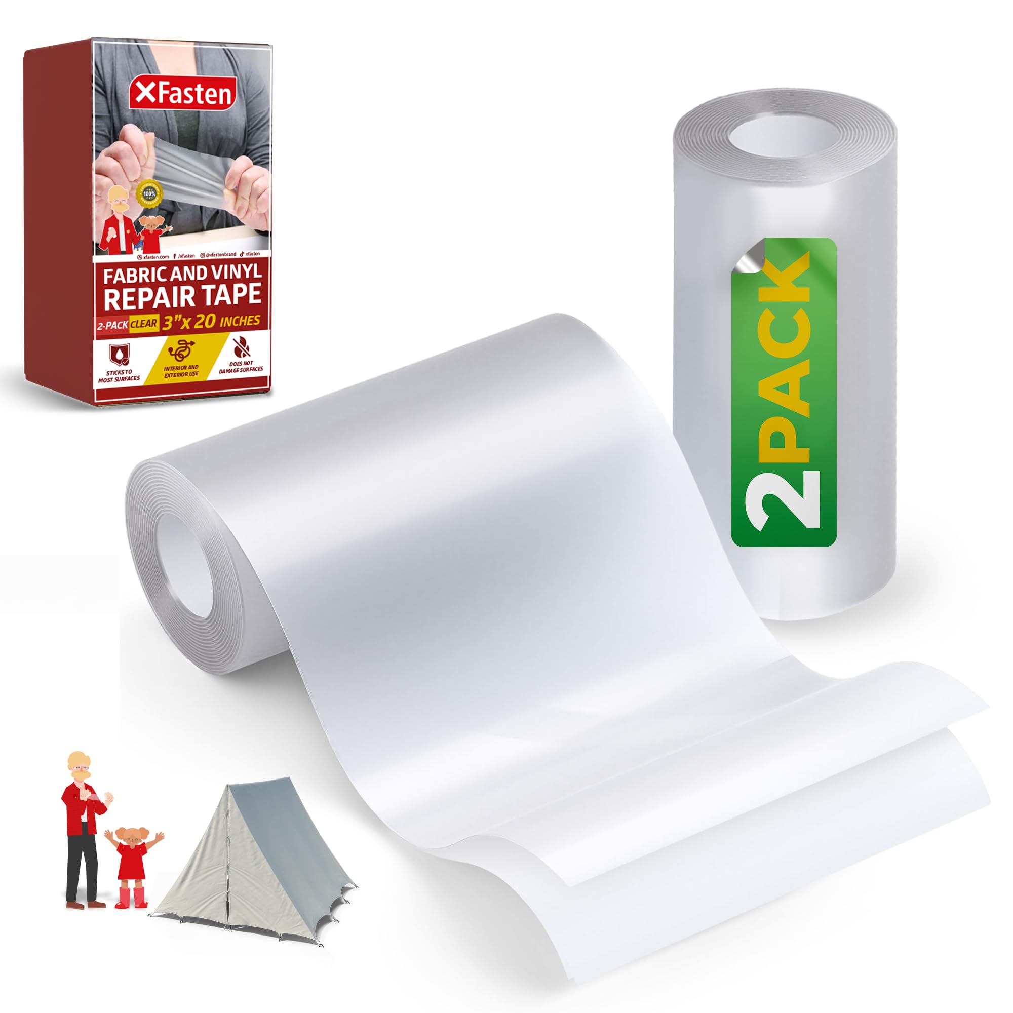 X Fasten Clear Waterproof Vinyl & Fabric Repair Tape - 3