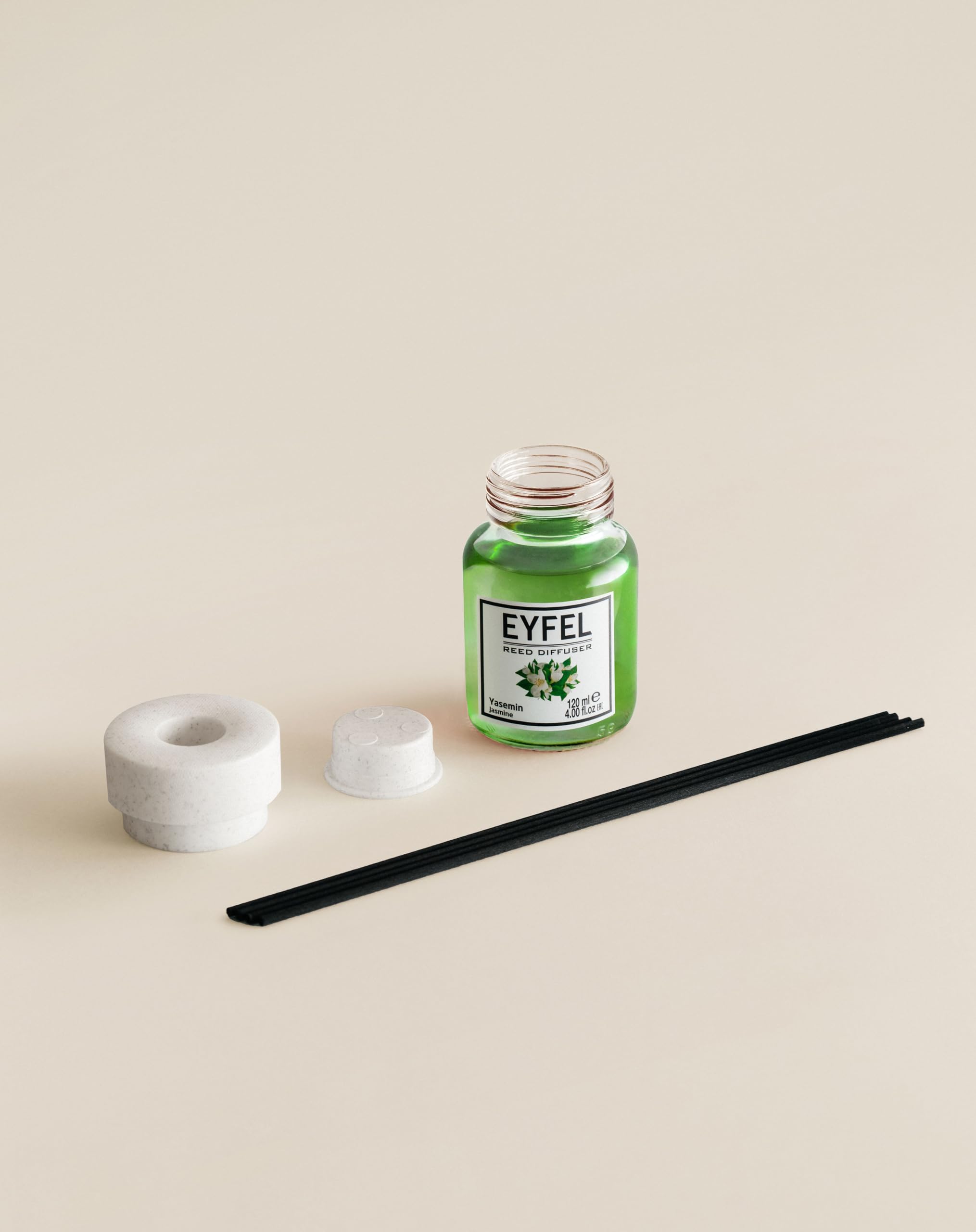 EYFEL Jasmine Reed Diffuser Set - 4.05 fl oz Aromatherapy Oil Diffuser with Natural Rattan Sticks for Home, Bathroom & Office | Long-Lasting Fragrance for Relaxation & Décor