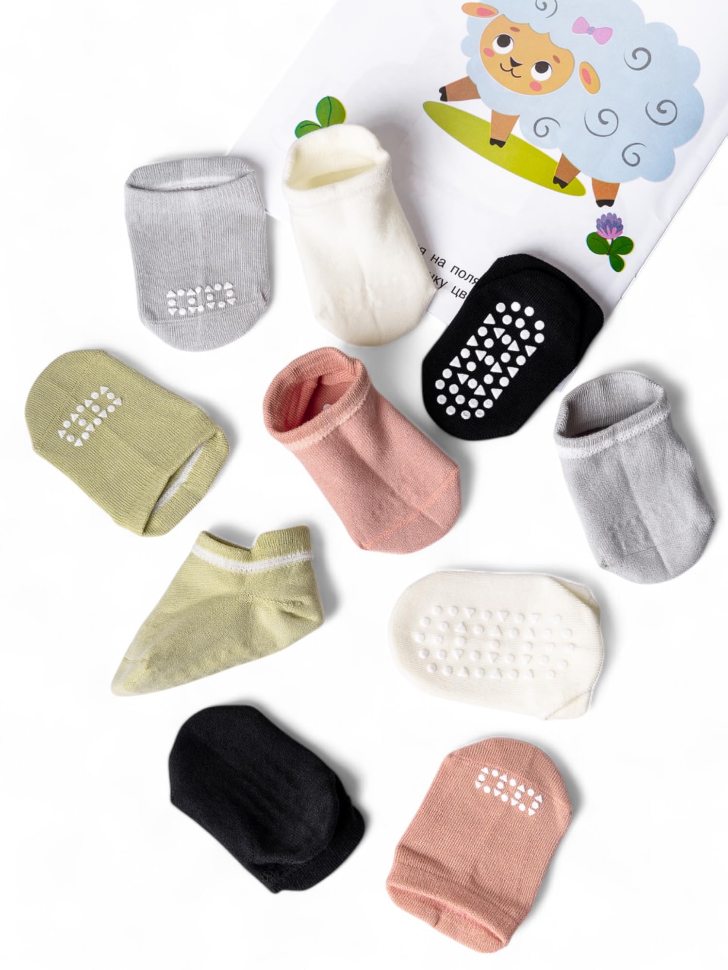 Non-Slip Baby Socks with Grips - Low Cut Ankle Socks for Infants, Toddlers & Kids (Boys & Girls) - Perfect for Playtime, Crawling & First Steps