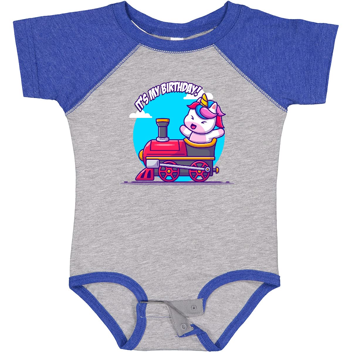Inktastic Unicorn Birthday Train Baby Bodysuit - Cute Unicorn Onesie for Boys & Girls - Perfect 1st Birthday Outfit, Baby Shower Gift & Photo Shoot Outfit