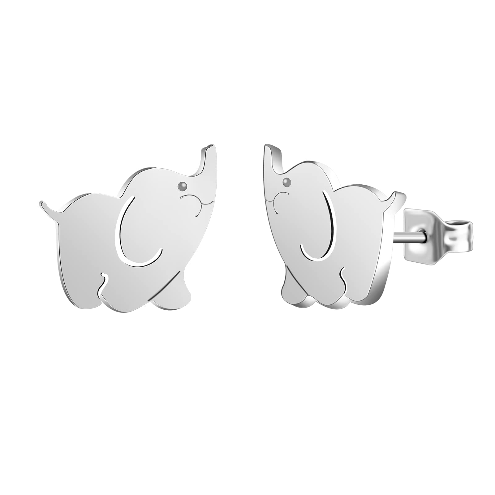Aruiliya Hypoallergenic Stainless Steel Animal Stud Earrings for Women - Cute Elephant Fashion Ear Studs, Perfect Birthday Gift for Girls & Party Jewelry Accessories | Everyday Wear, Date Night, Gift Giving