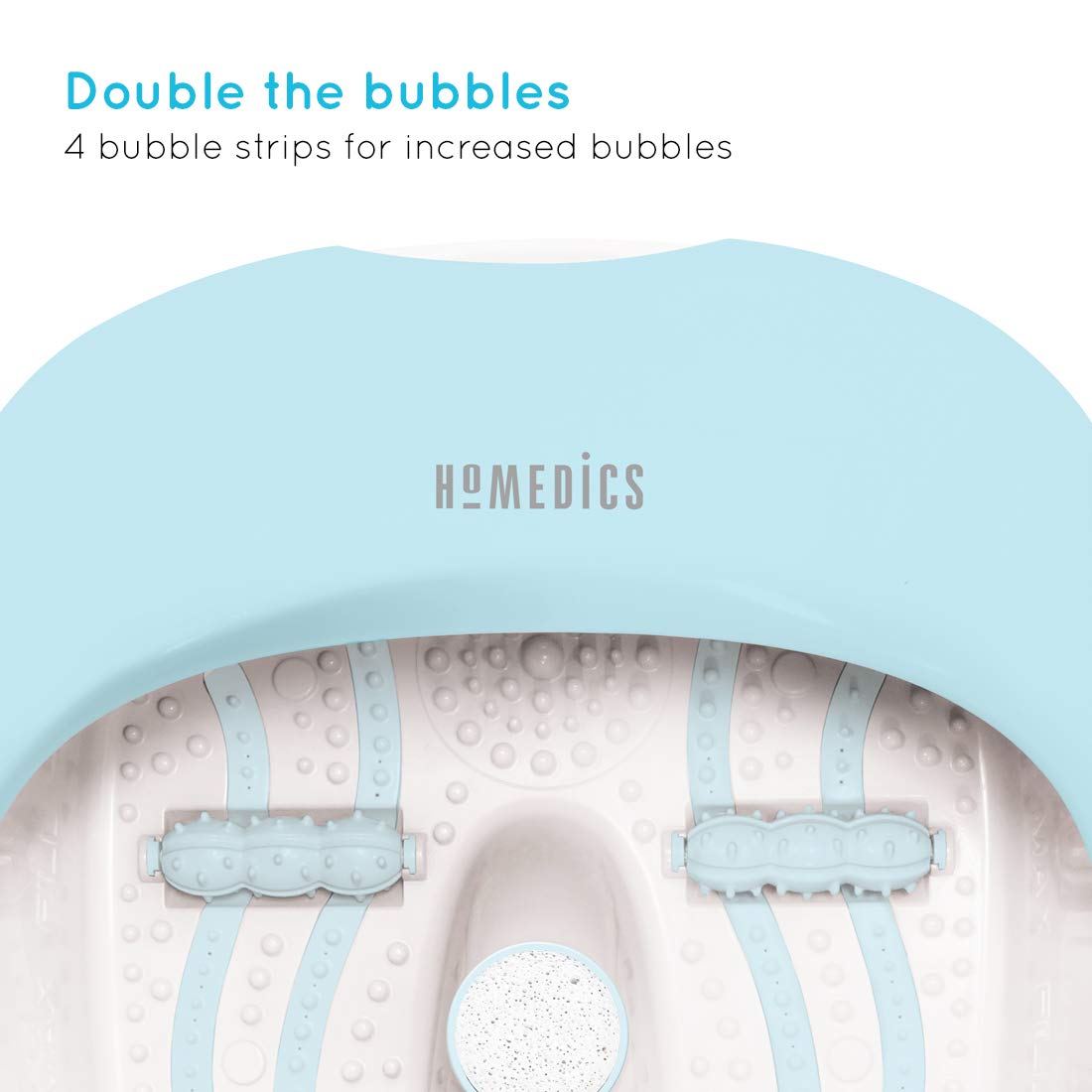 HoMedics Luxury Foot Spa Massager with Heat & Bubbles - Warm Water Therapy for Relaxation, Vibration Massage for Circulation, Includes 4 Bubble Strips & 2 Pumice Stones - Perfect for Home Spa, Stress Relief & Foot Care (Fits up to UK Size 12)