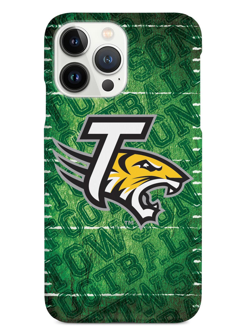 3D Textured iPhone 15 Pro Max Case - Shockproof Rubber Bumper Cover - Protective Phone Case for Apple iPhone 15 Pro Max - Towson University Tigers Football Design - Perfect for Sports Fans and School Spirit
