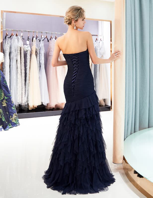 Sarahrbidal Women's Sweetheart Neckline Mermaid Prom Dress 2022 - Backless Long Formal Evening Gown with Ruffles for Homecoming, Ball, Wedding, and Special Occasions