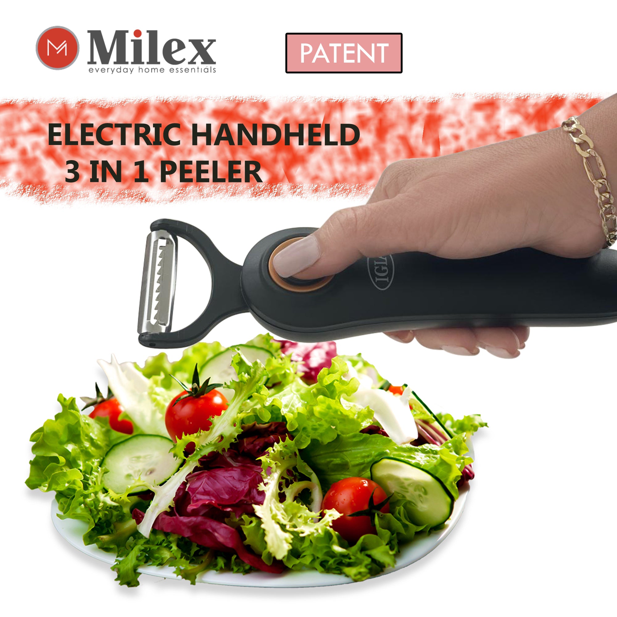 5-in-1 Electric Vegetable Peeler with Recipe Book & Oil Brush - Multi-Function Kitchen Tool for Peeling, Slicing, Grating - Perfect for Potatoes, Carrots, Apples & More