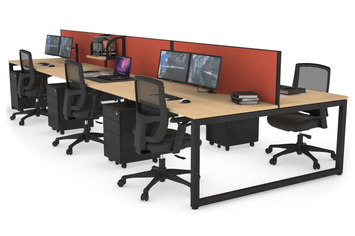 Quadro Loop Legs 6-Person Office Workstation - 1400L x 800W with Cable Management - Perfect for Open Office Layouts & Collaborative Workspaces