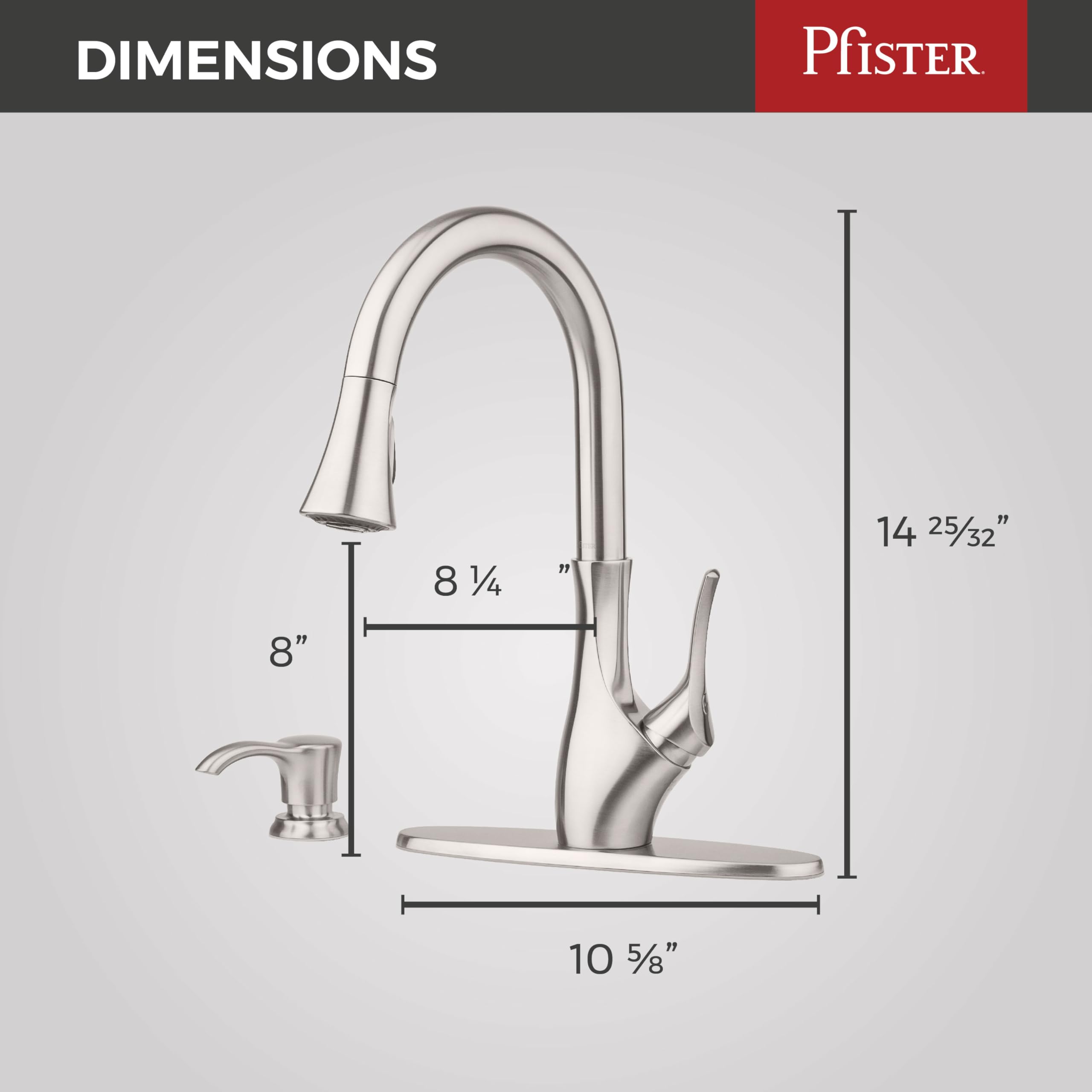 Pfister F-529-7TGS Tegley Single Handle Pull-Down Kitchen Faucet with Soap Dispenser - Stainless Steel Finish for Modern Home & Commercial Kitchens