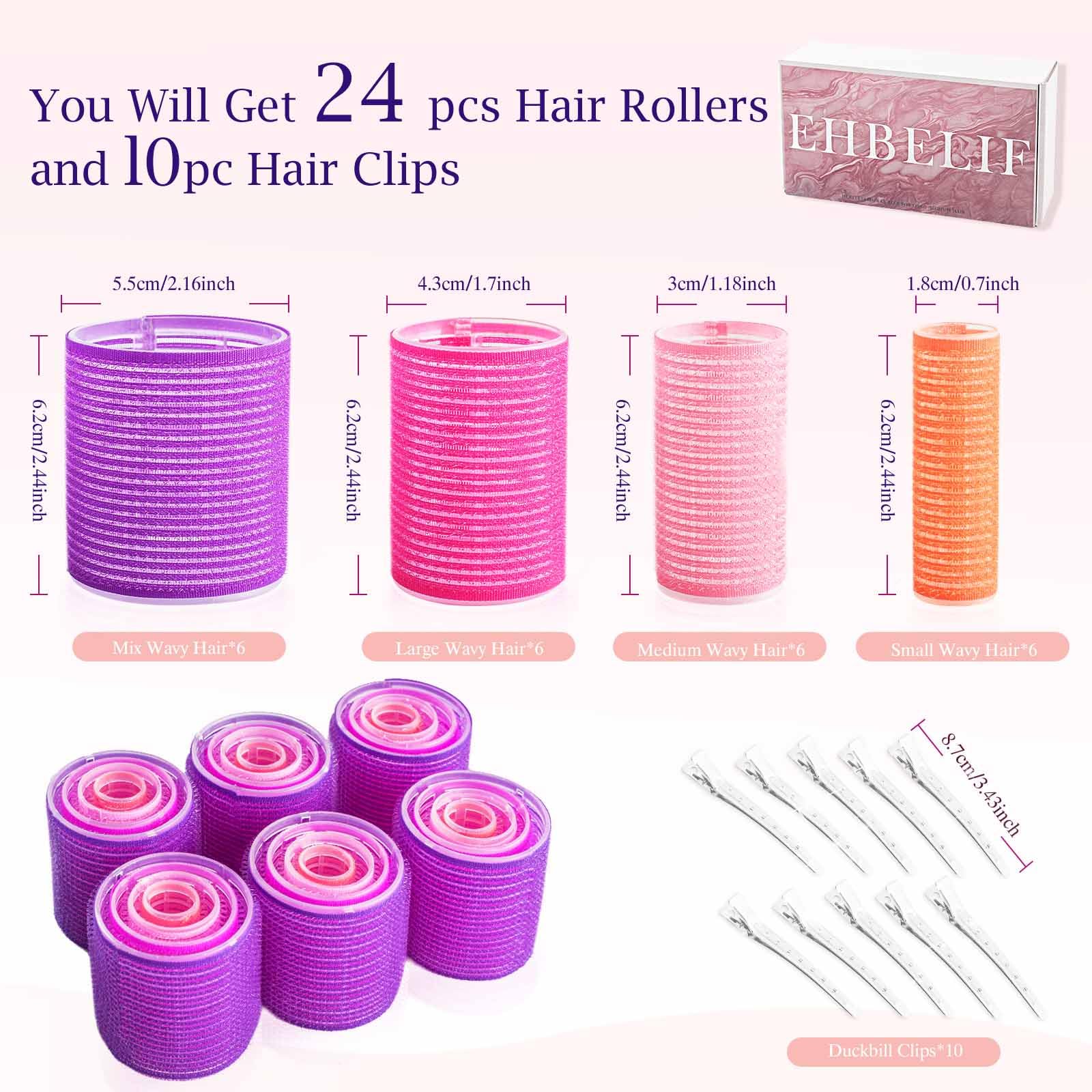 34Pcs Jumbo Hair Rollers Set with Clips - Large Hair Curlers for Voluminous Blowout Look (Multicolor) - Perfect for Salon Styling, Home Use & Special Occasions