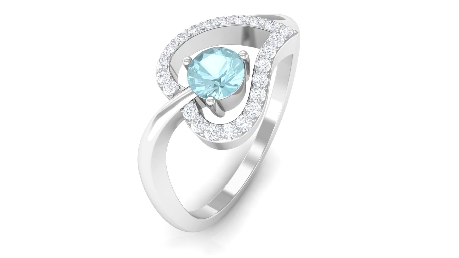 Sky Blue Topaz & Diamond Leaf Ring - 14K Solid Gold Nature Inspired Jewelry for Women - Perfect for Weddings, Anniversaries & Special Occasions