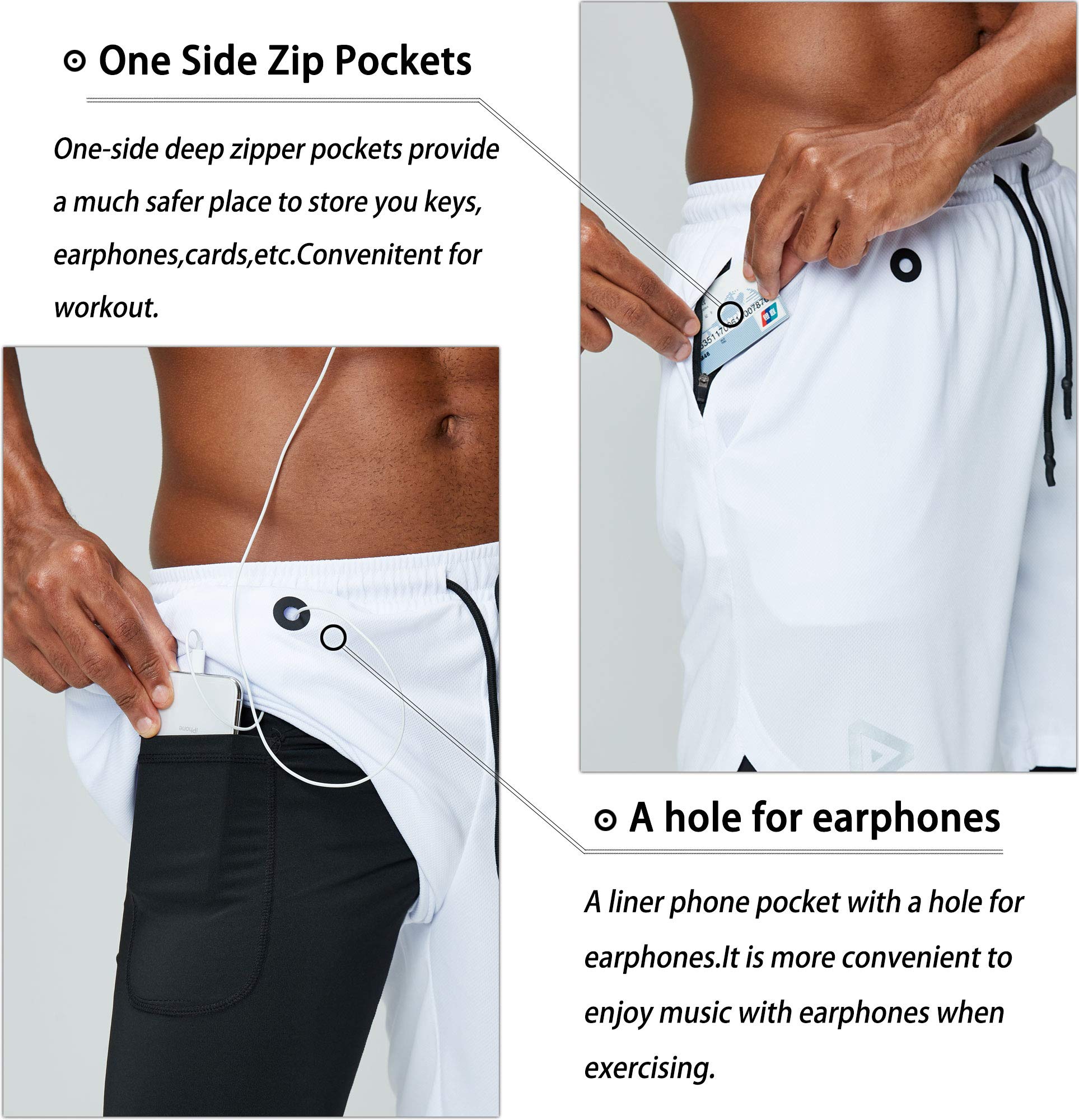 Pinkbomb Men's 2-in-1 Running Shorts with Phone Pocket - Quick Dry Gym Workout Shorts for Men - Perfect for Jogging, Training & Outdoor Activities