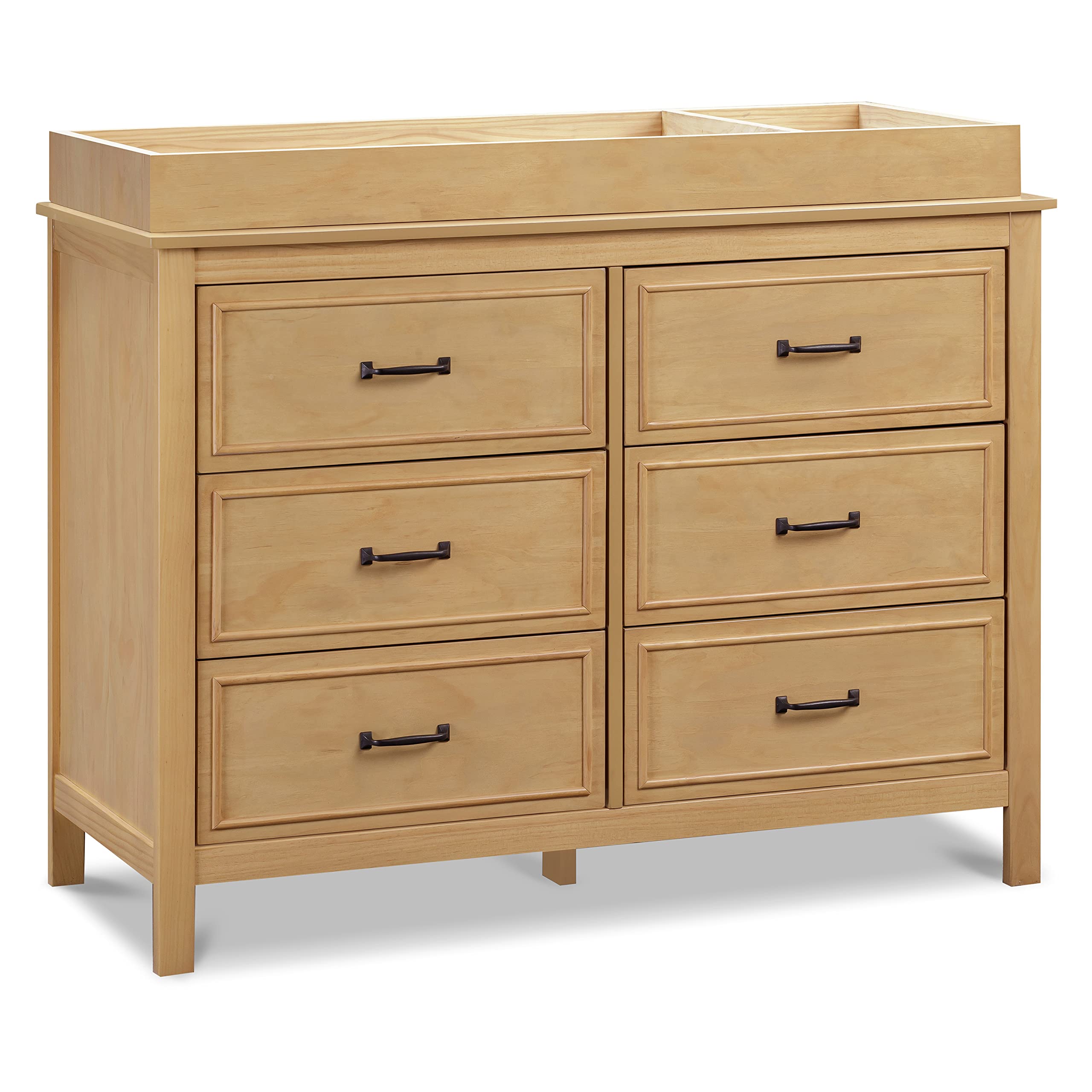 DaVinci Charlie 6-Drawer Double Dresser in Honey Finish - Solid Wood Baby Nursery Dresser with Soft-Close Drawers for Kids Bedroom & Nursery Organization