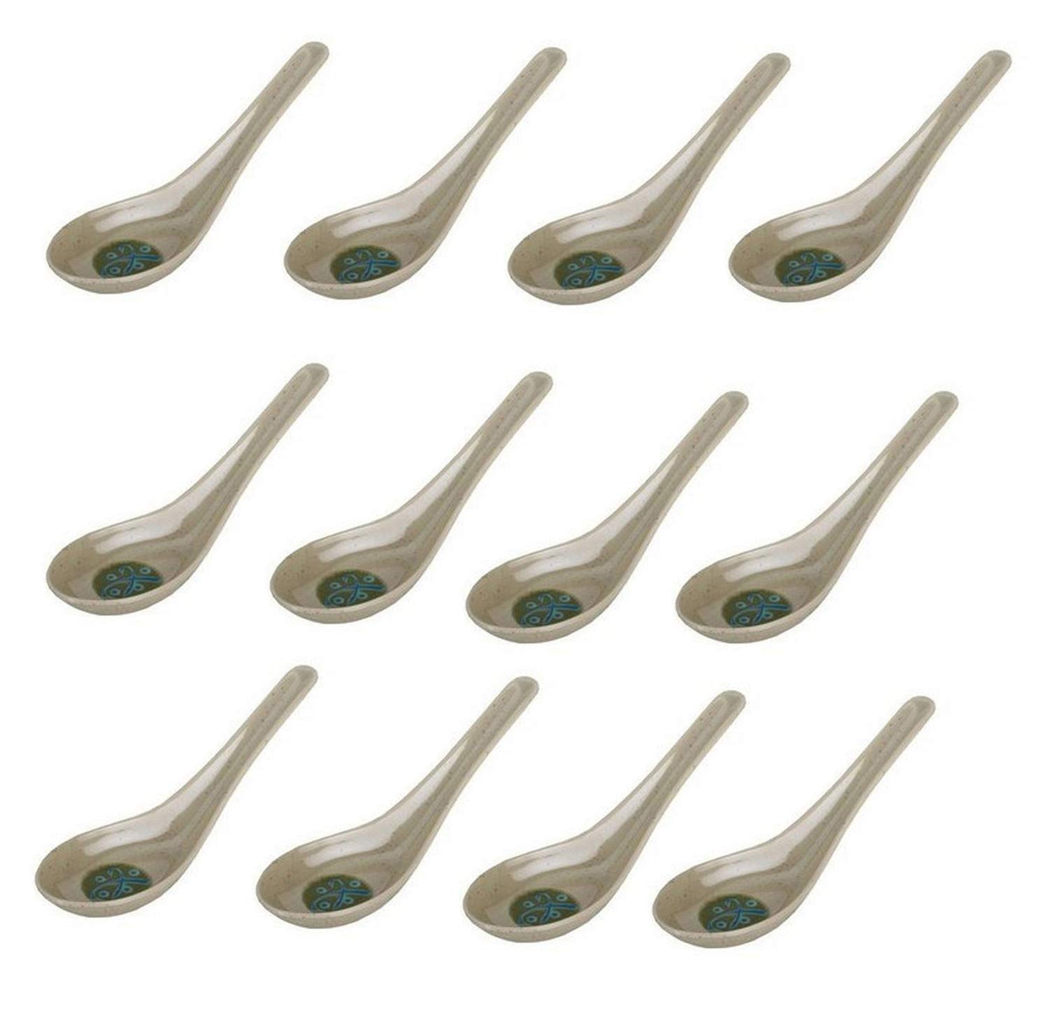 12 Pack Japanese Soup Spoons - Asian Style Rice, Pho, Ramen & Wonton Soup Spoons - Durable Green Color - Perfect for Asian Cuisine, Noodle Soups & Home Dining