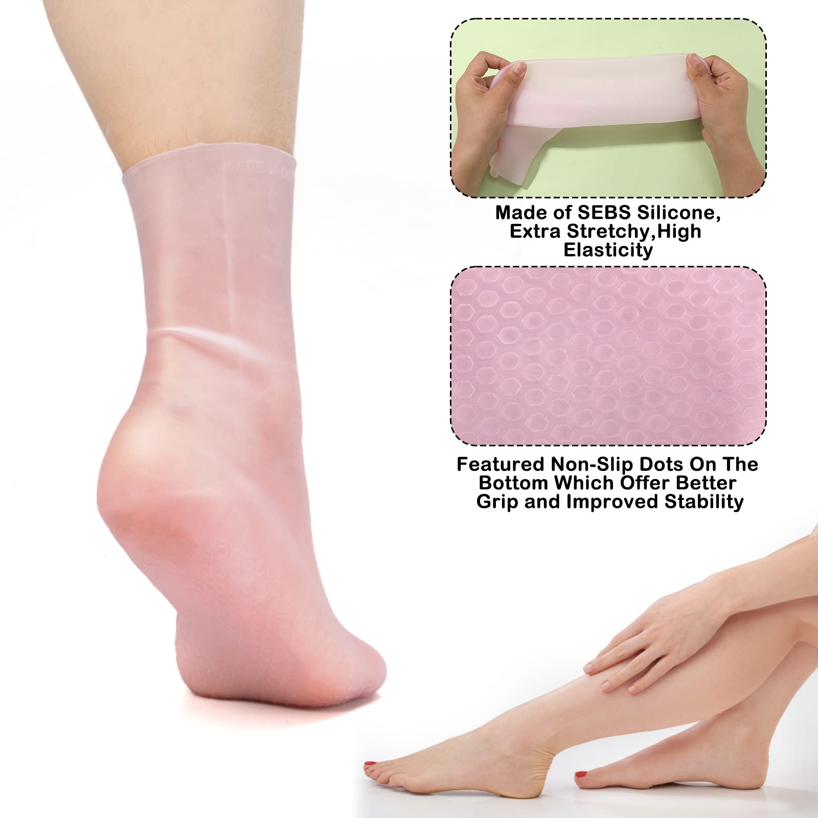 2pcs Moisturizing Gel Socks for Women - Soft Silicone Foot Care for Dry Skin & Cracked Heels - Home Spa & Night Treatment