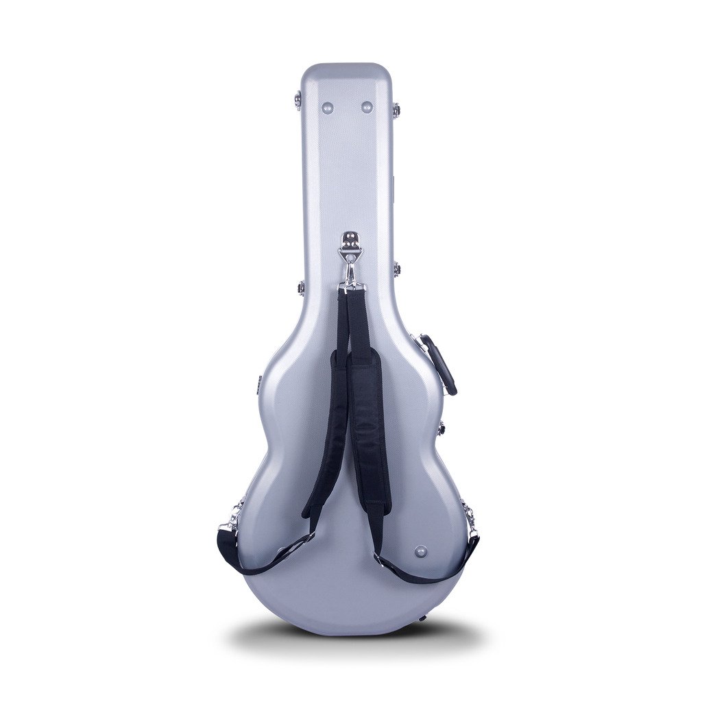 Crossrock 335 Semi-Hollow Electric Guitar Case - Silver with Backpack Option | Durable Protection for Travel & Stage Performances