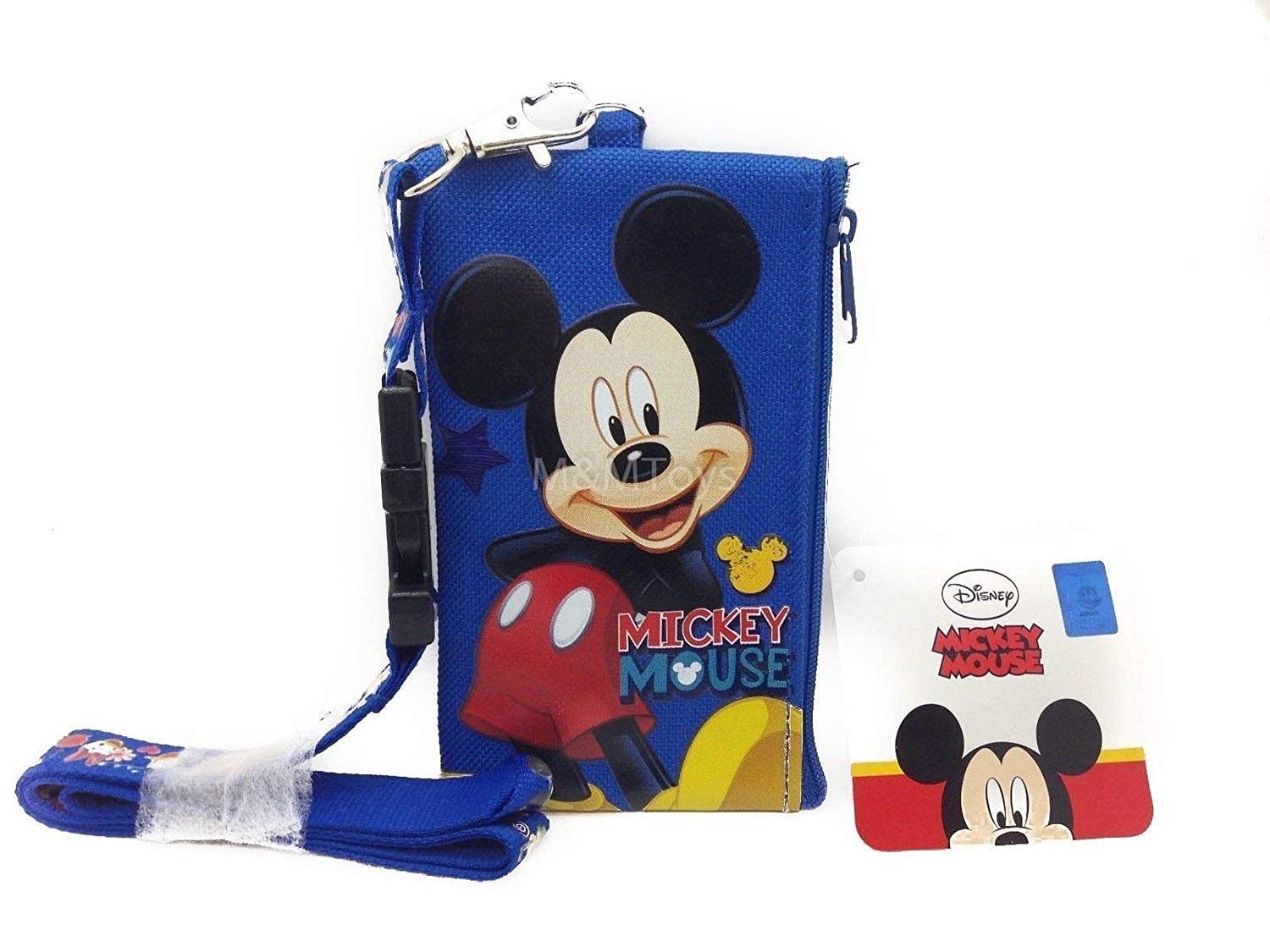 Disney Mickey Mouse Lanyard with ID Holder & Coin Purse - Blue Official Disney Accessories for Work, School, and Theme Park Visits