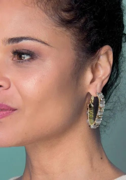 Handmade Mosaic Beaded Hoop Earrings for Women - Boho Chic Jewelry for Parties, Weddings & Everyday Wear